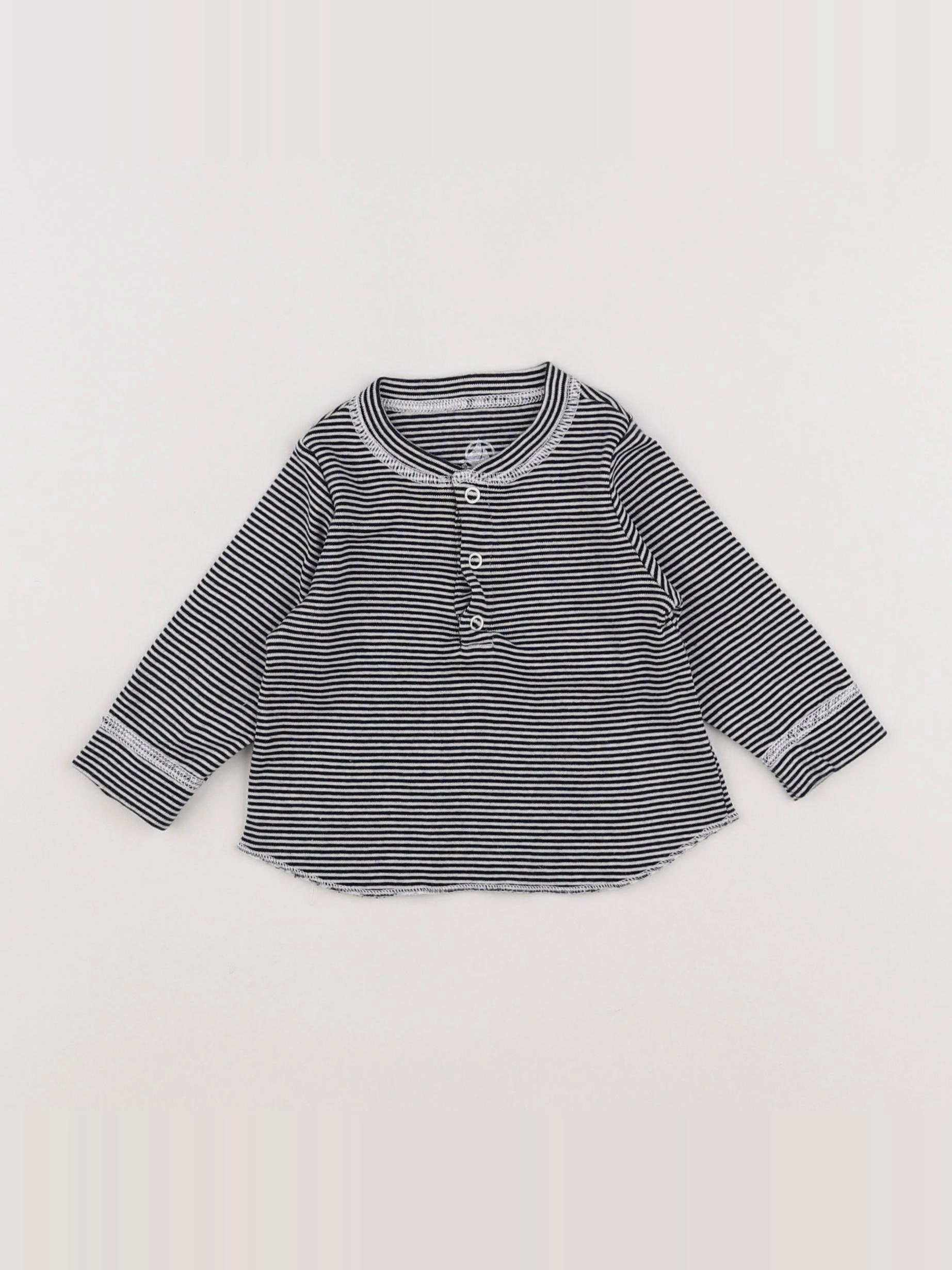 Petit Bateau - tee-shirt blanc, bleu - 3 mois