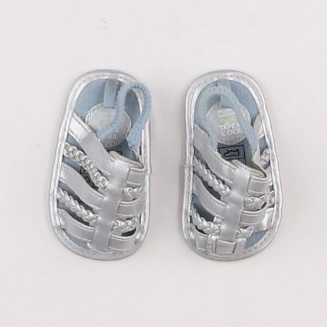 Tape à l'oeil - chaussons argent - 3/6 mois