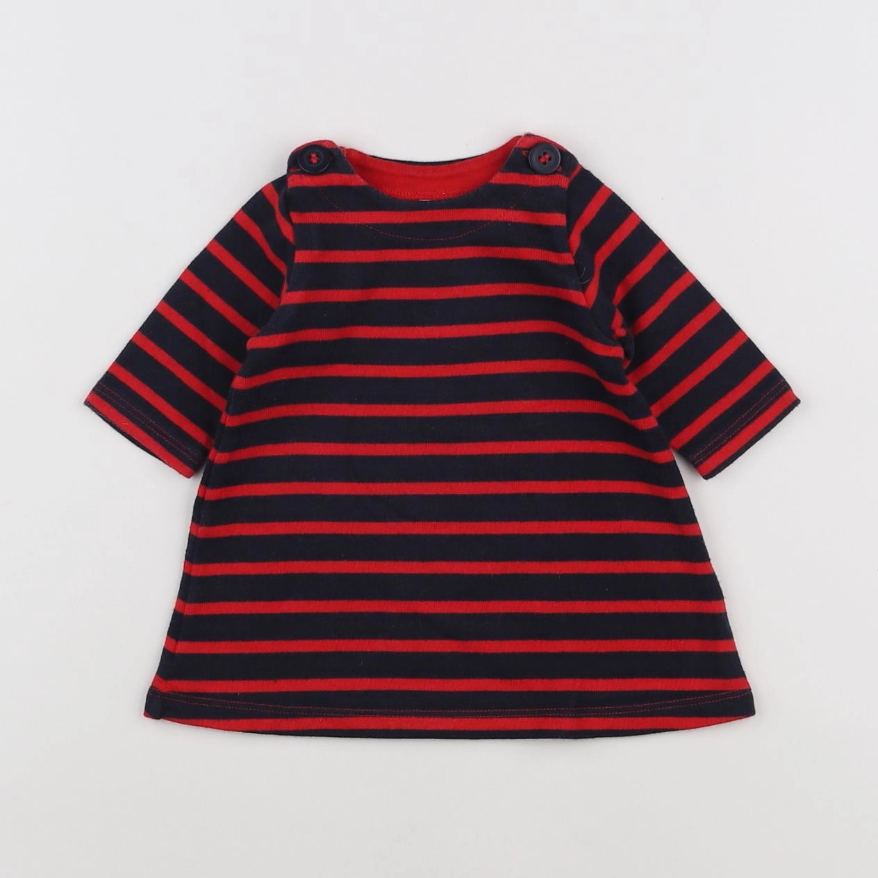Petit Bateau - robe rouge, noir - 3 mois