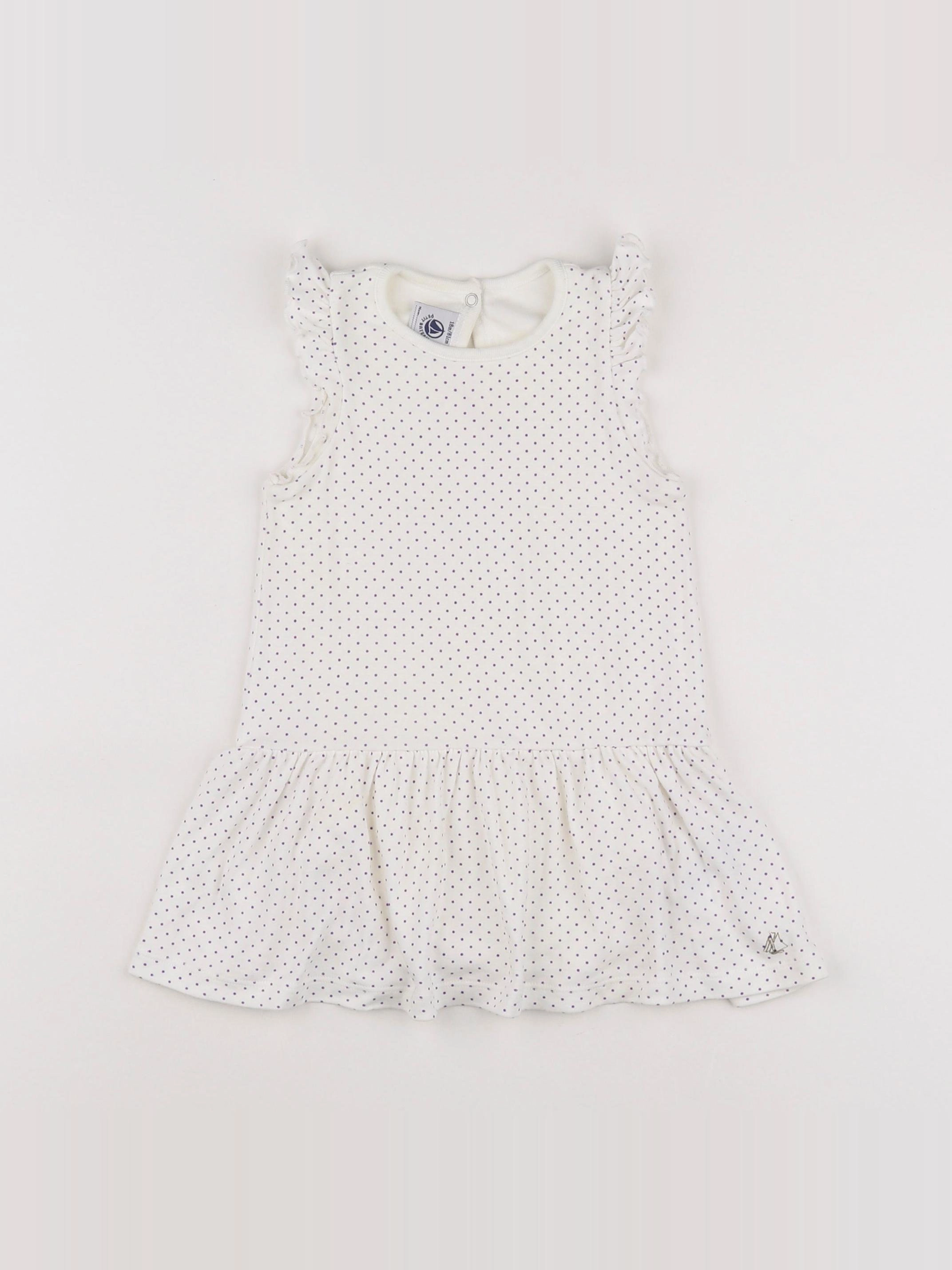 Petit Bateau - robe blanc, violet - 18 mois