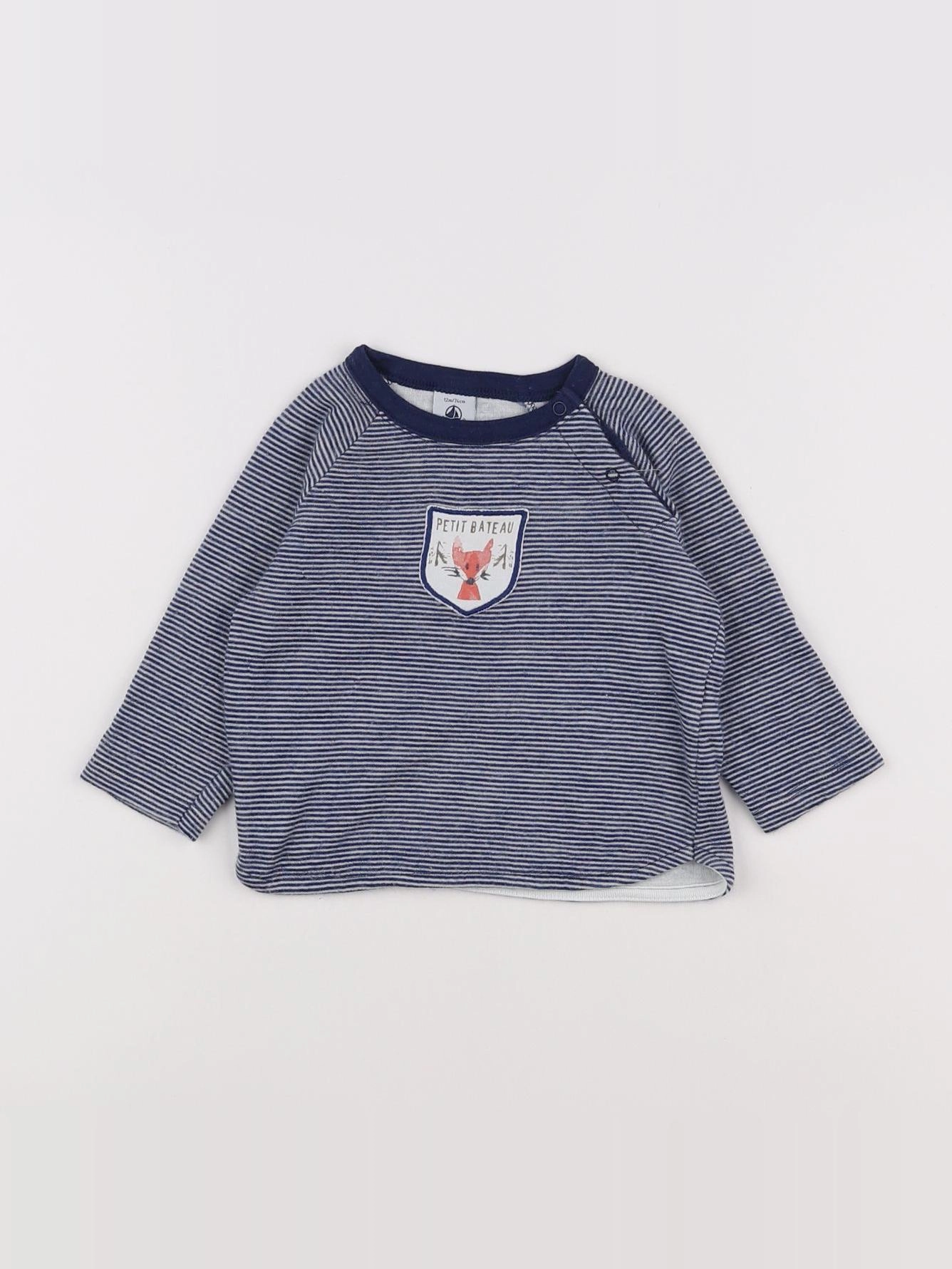 Petit Bateau - tee-shirt bleu - 12 mois