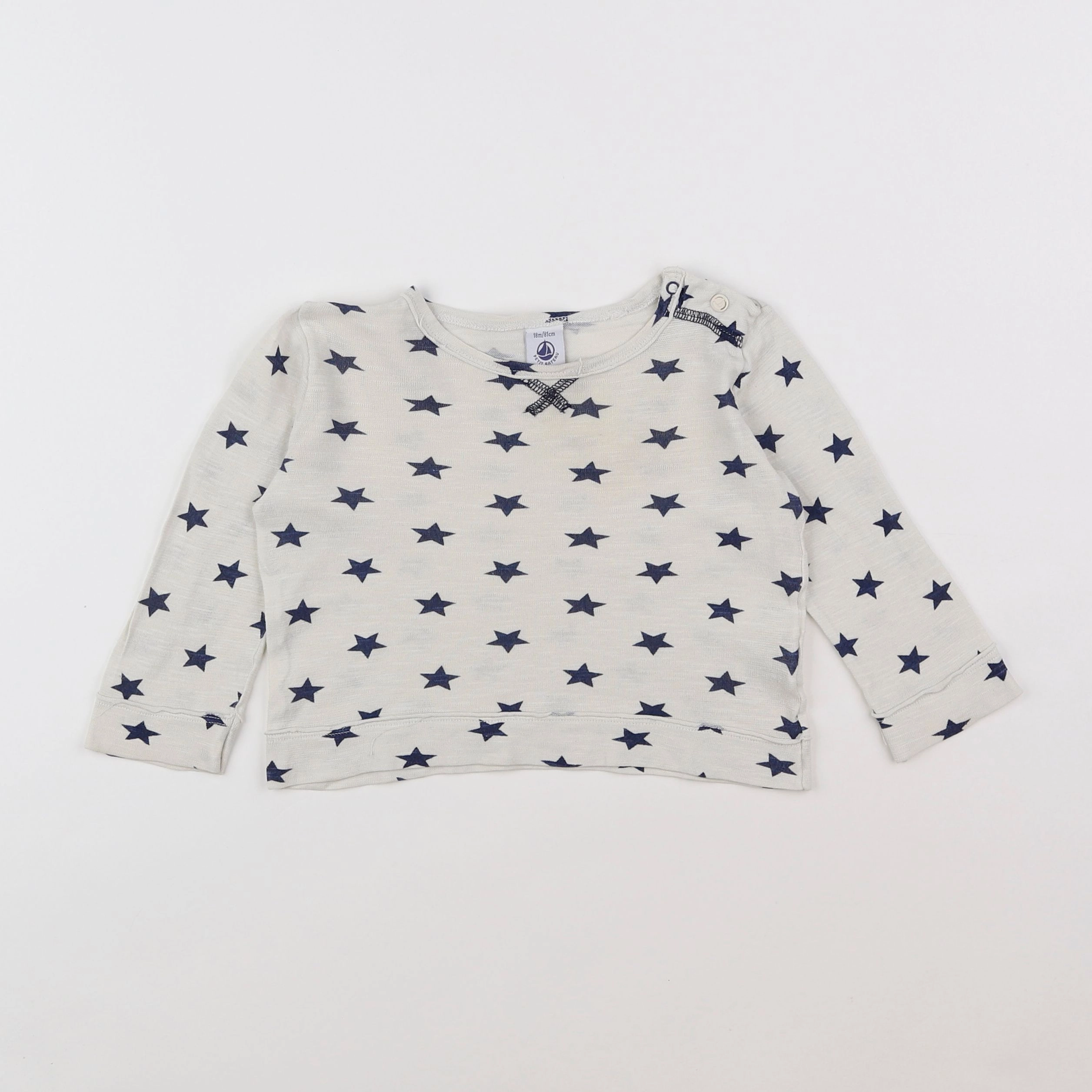 Petit Bateau - tee-shirt bleu, blanc - 18 mois