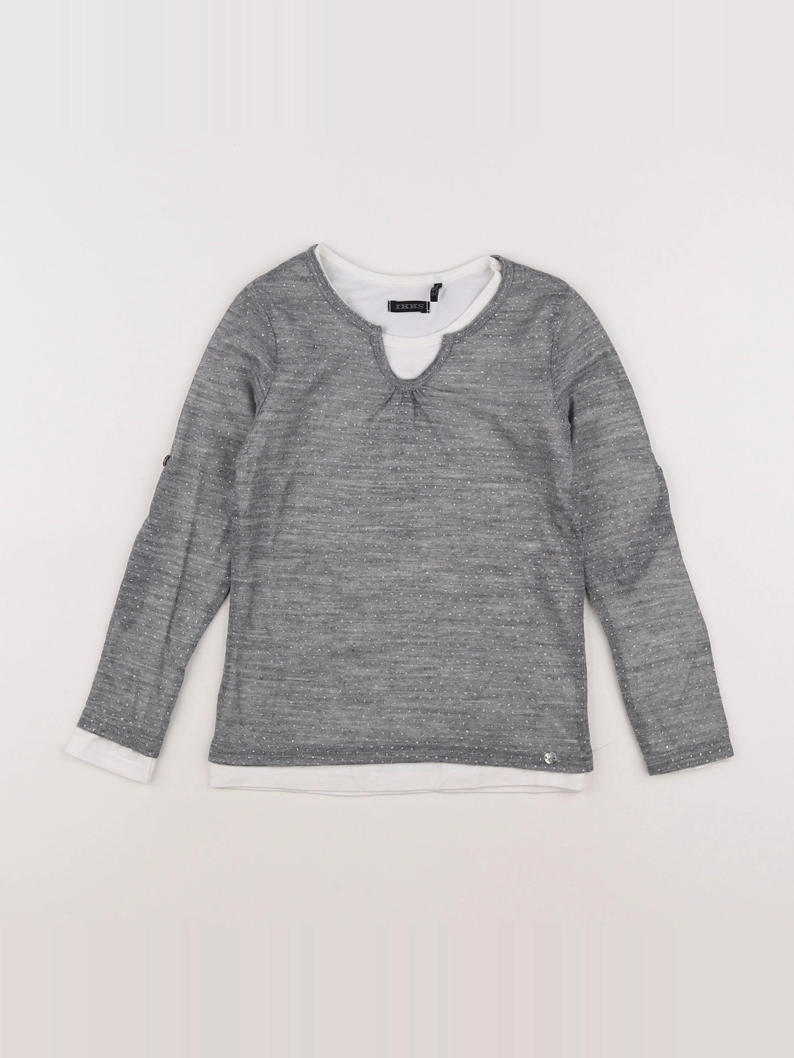 IKKS - tee-shirt blanc, gris, argent - 6 ans