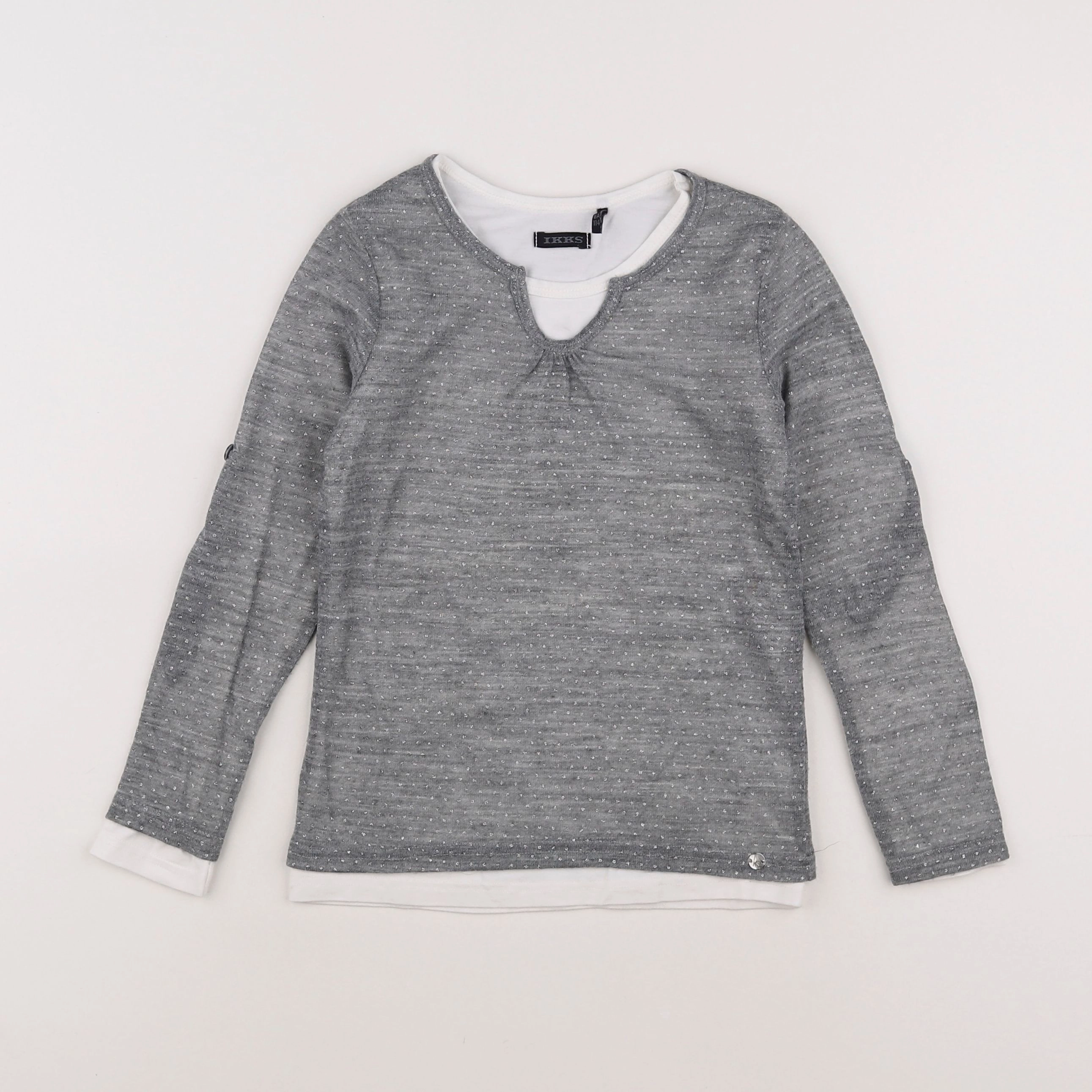 IKKS - tee-shirt blanc, gris, argent - 6 ans