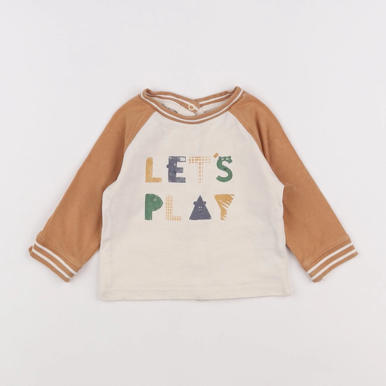 Vertbaudet - tee-shirt marron, beige - 6 mois