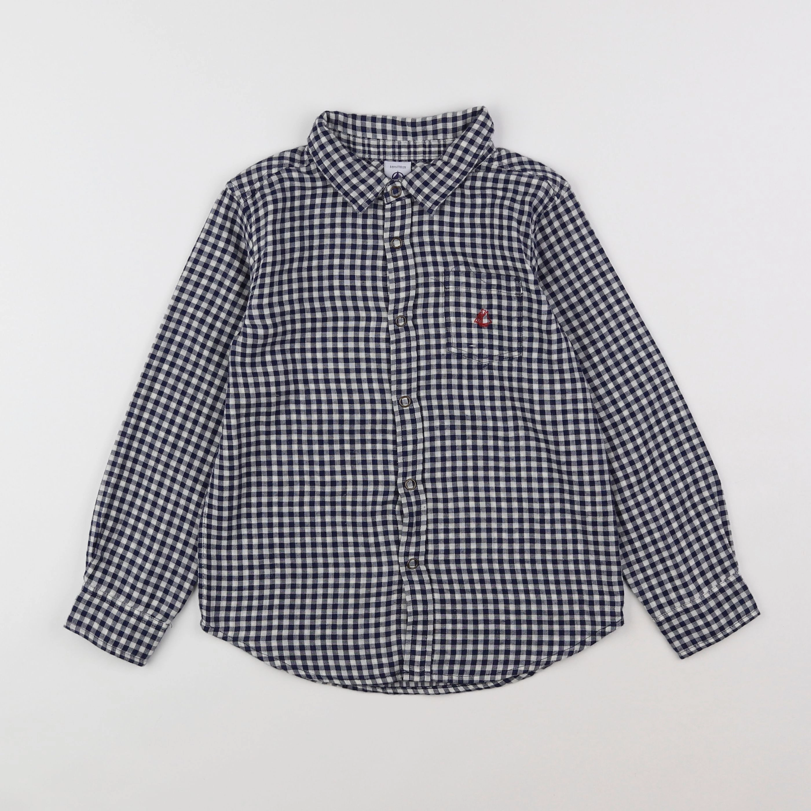 Petit Bateau - chemise blanc, bleu - 6 ans
