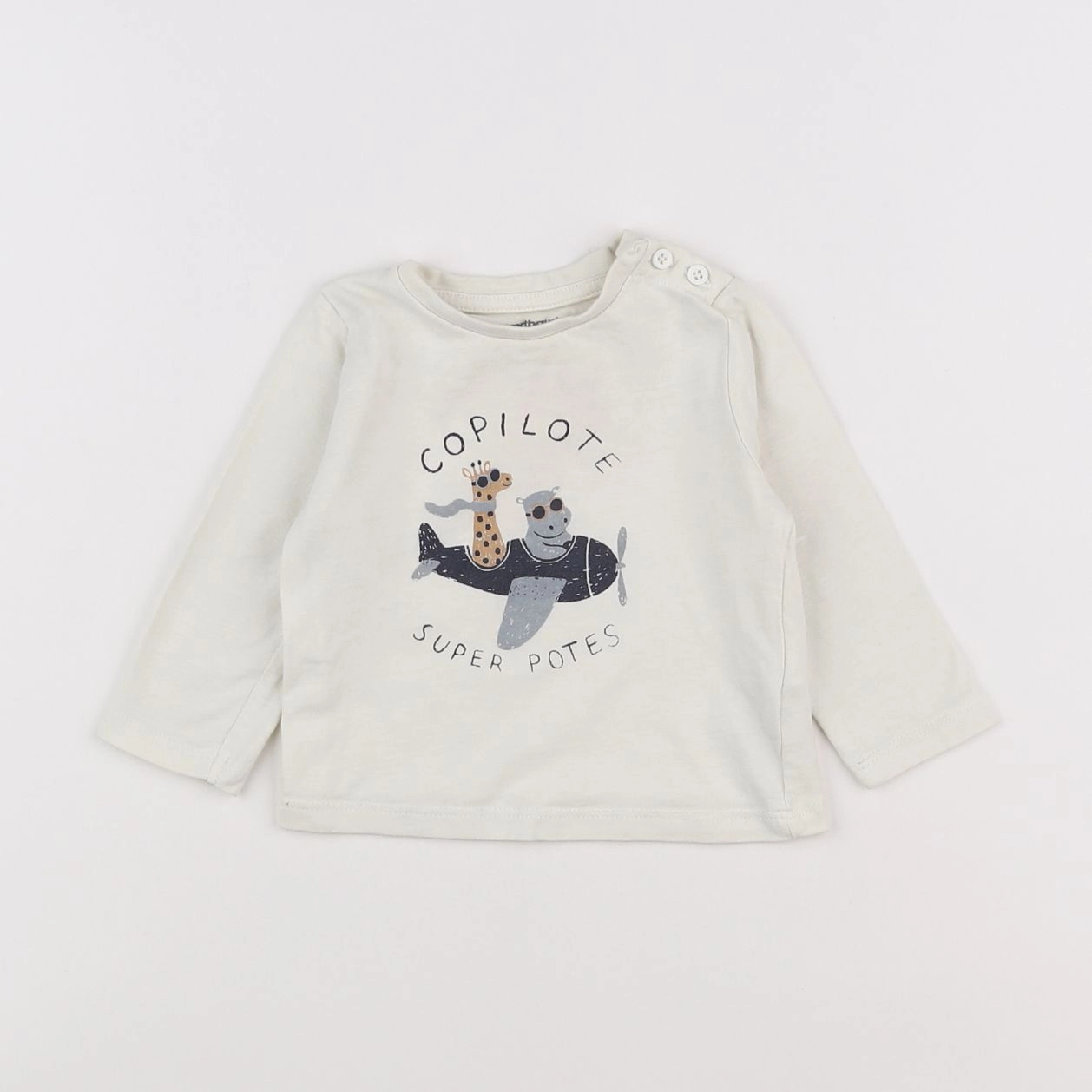 Vertbaudet - tee-shirt beige - 6 mois
