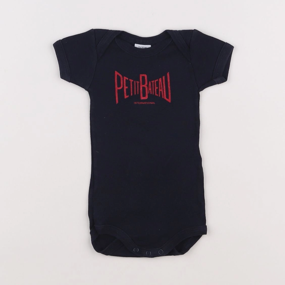 Petit Bateau - body bleu, rouge - 3 mois