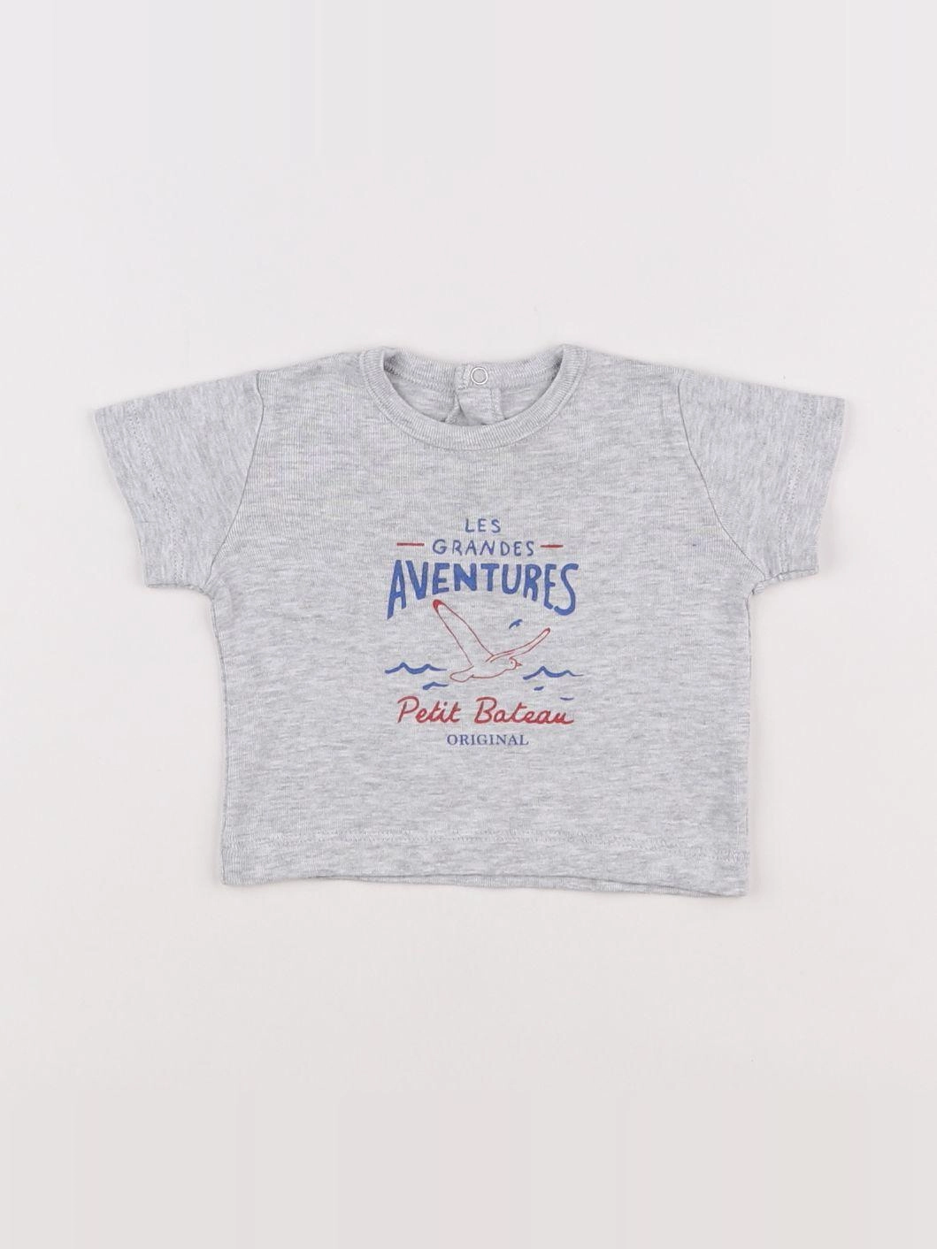 Petit Bateau - tee-shirt gris - 3 mois
