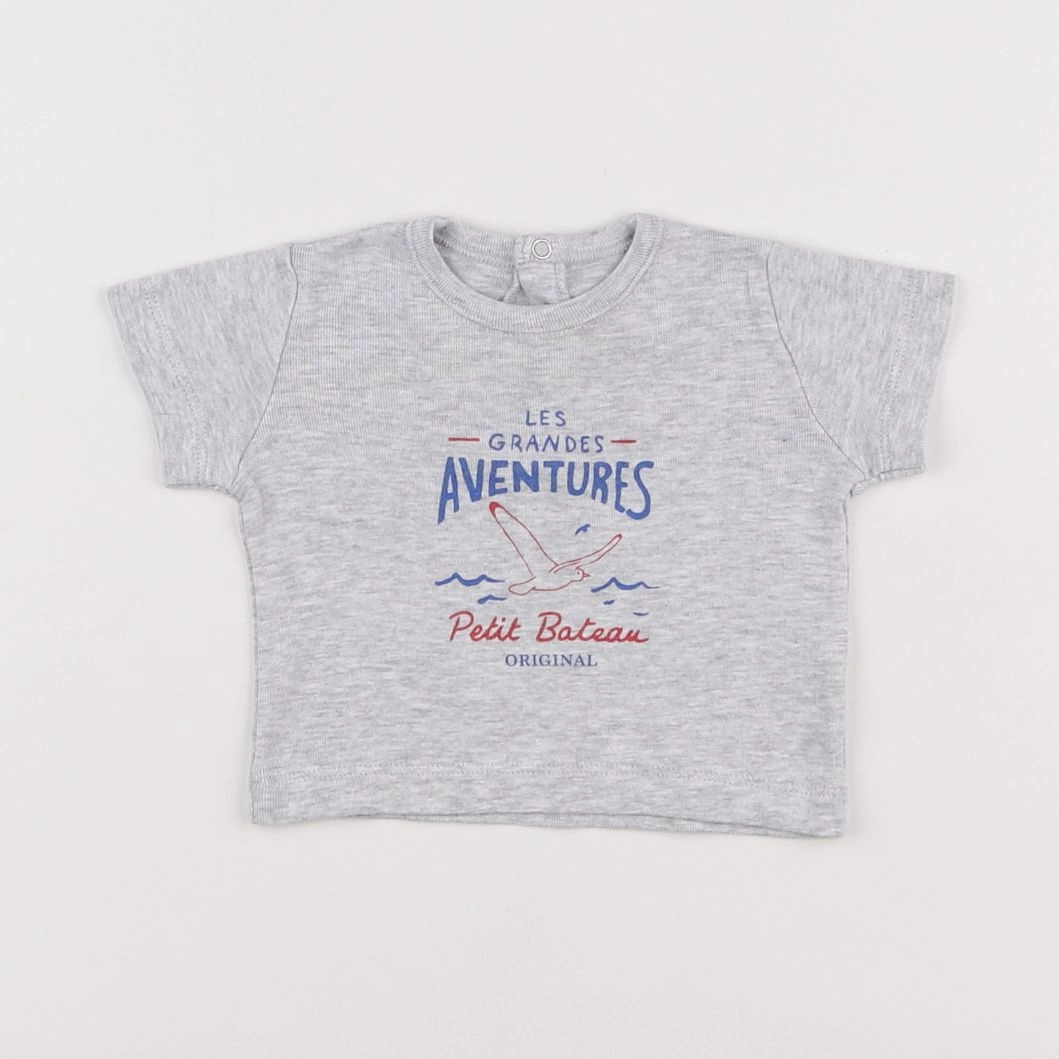 Petit Bateau - tee-shirt gris - 3 mois