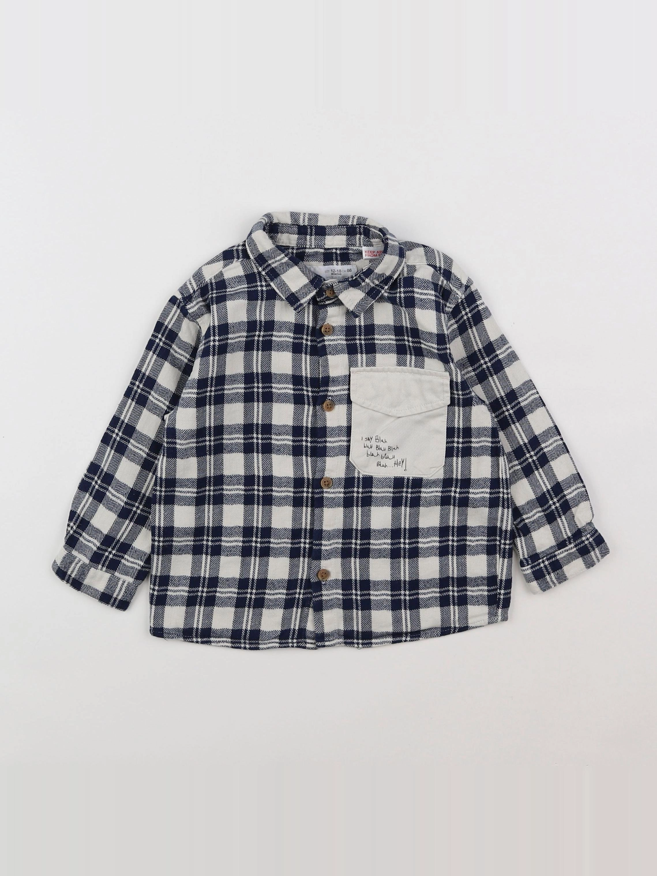 Zara - chemise beige, bleu - 12/18 mois