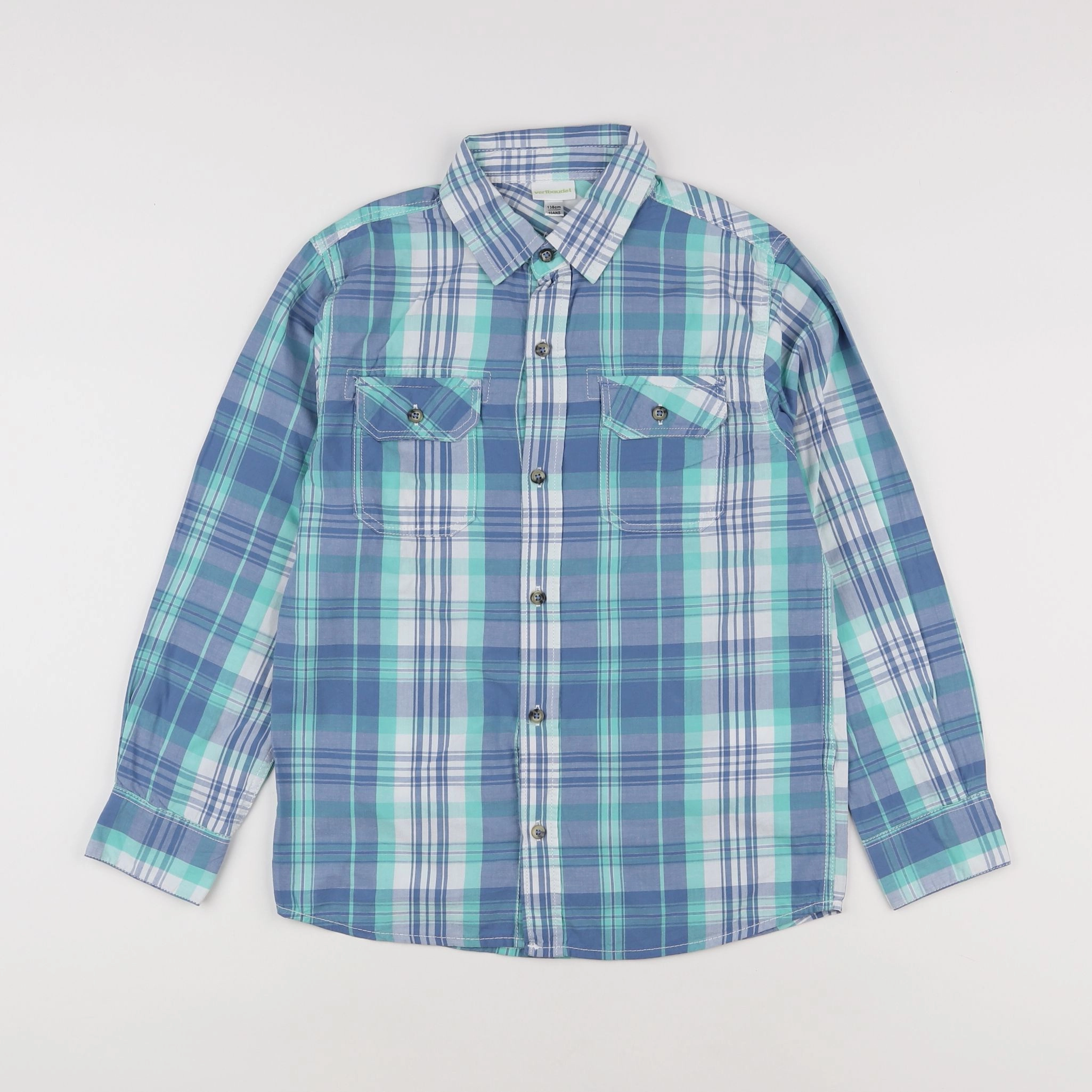 Vertbaudet - chemise imprimé au dos bleu - 10 ans