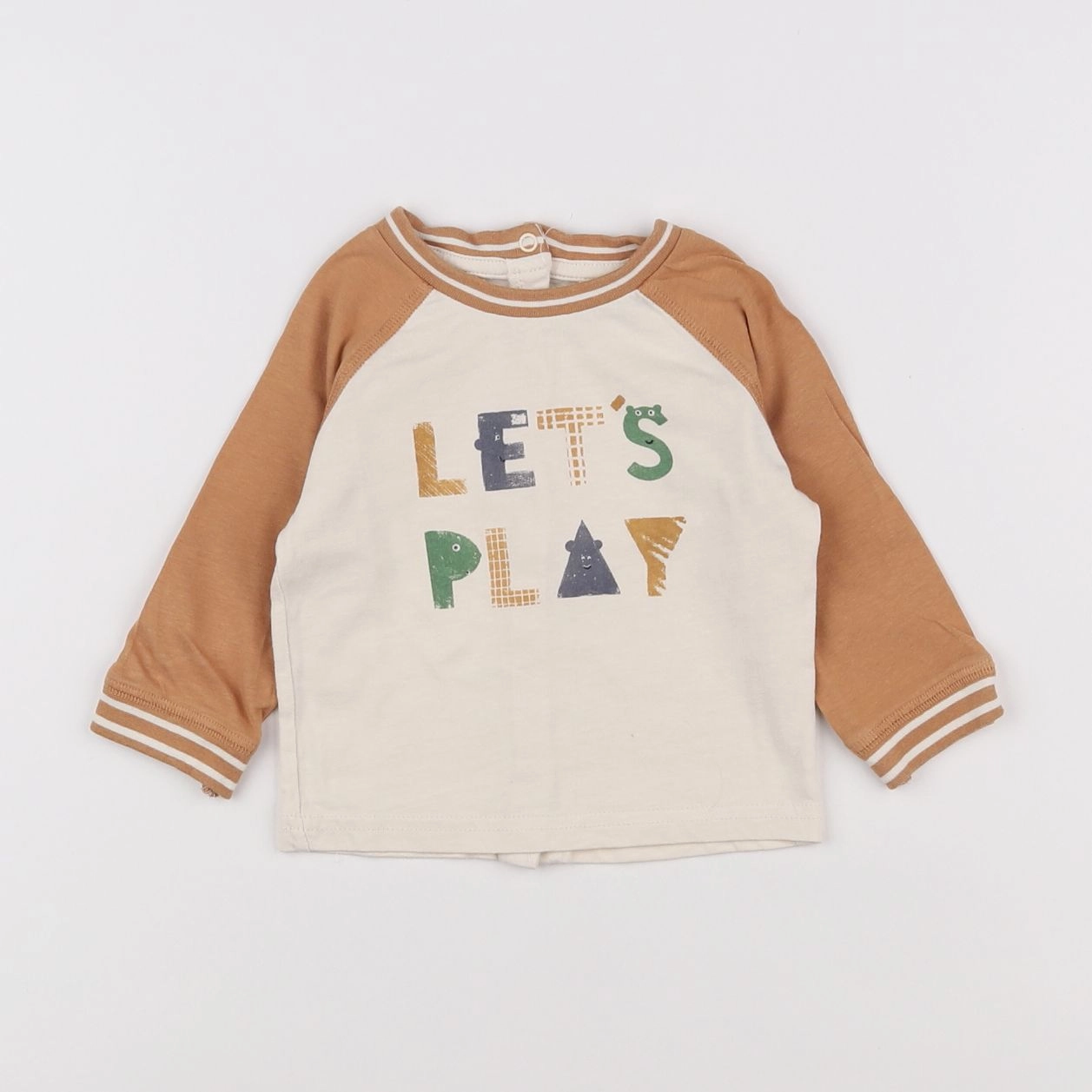 Vertbaudet - tee-shirt beige, marron - 6 mois