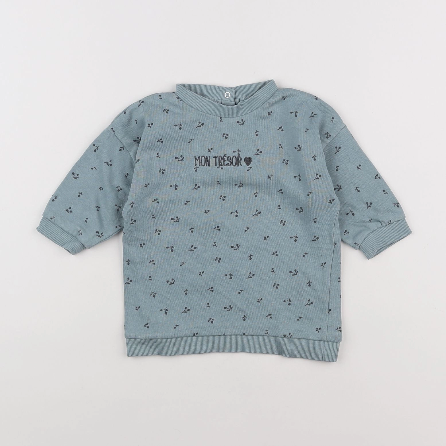 Vertbaudet - sweat bleu, gris - 12 mois
