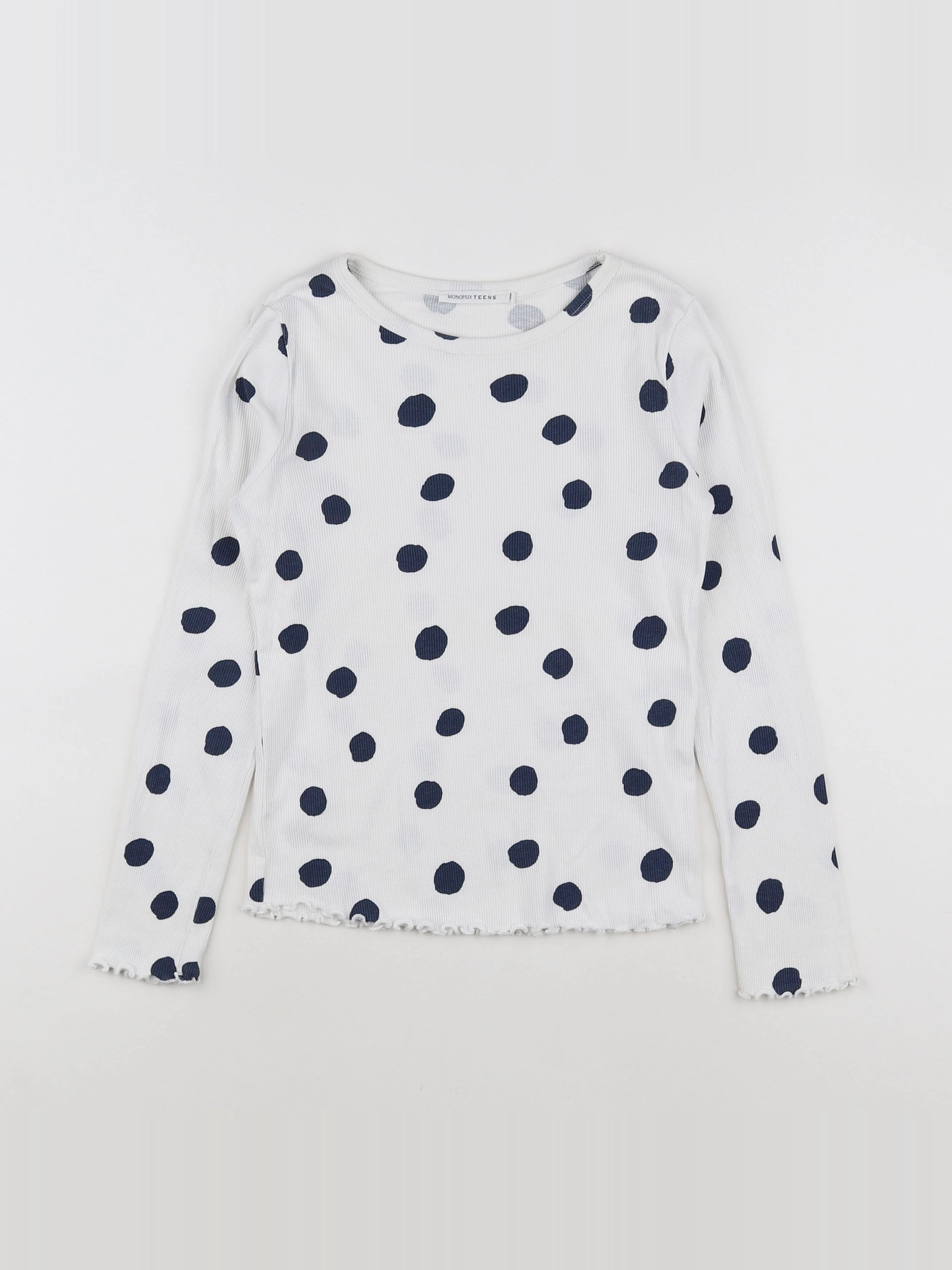 Monoprix - tee-shirt blanc, bleu - 10 ans