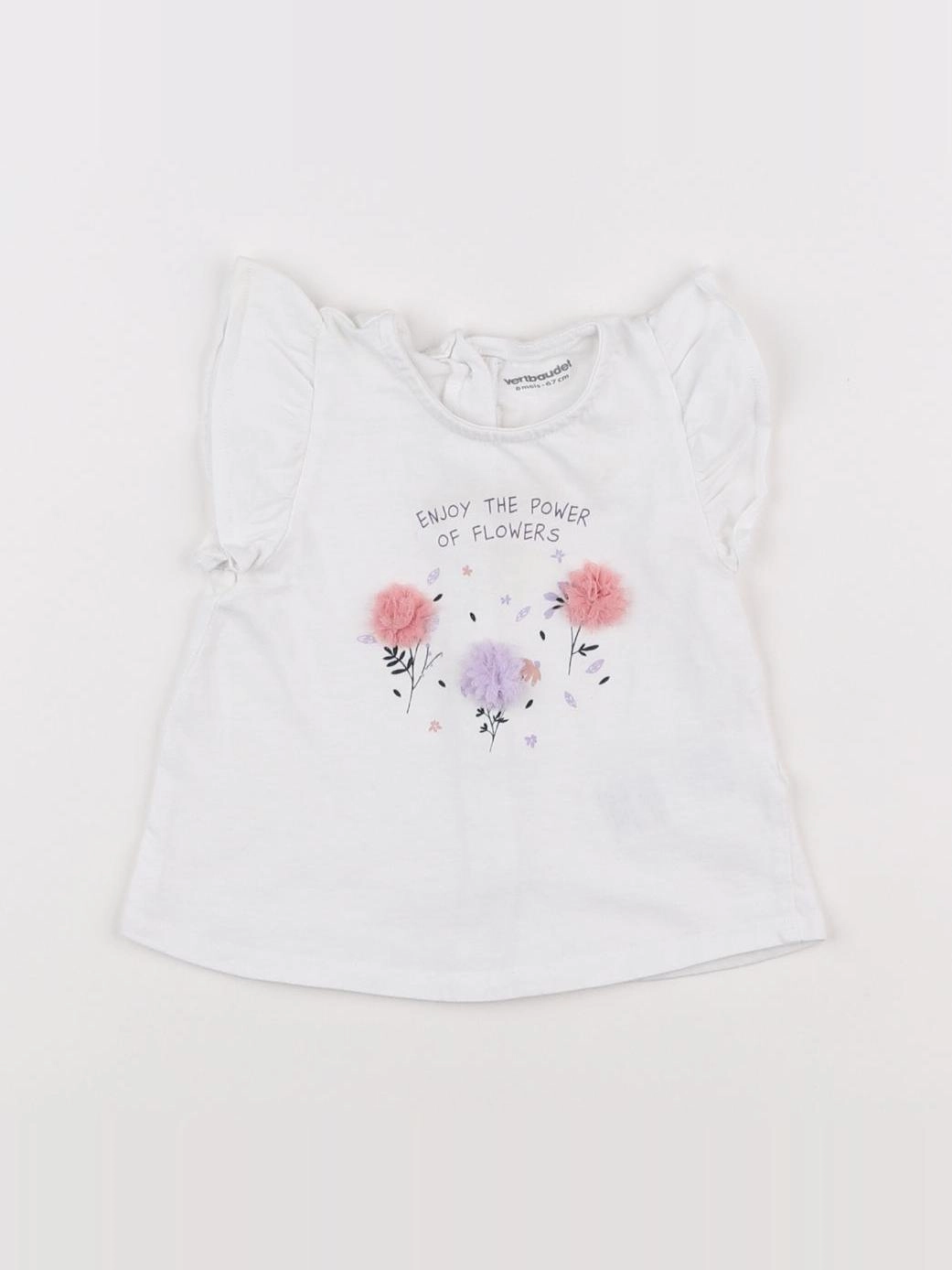 Vertbaudet - tee-shirt blanc - 6 mois