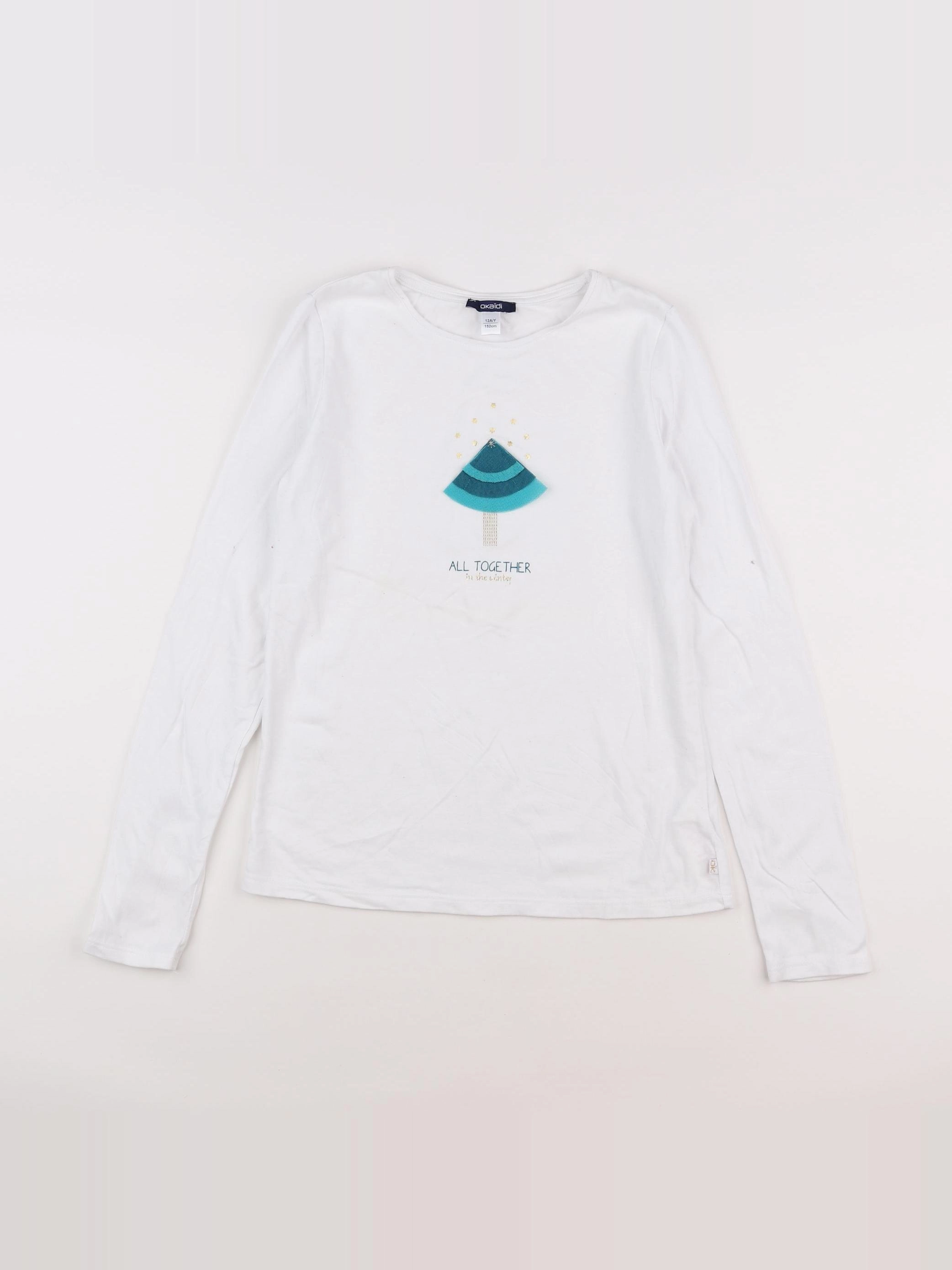 Okaidi - tee-shirt blanc, bleu - 12 ans