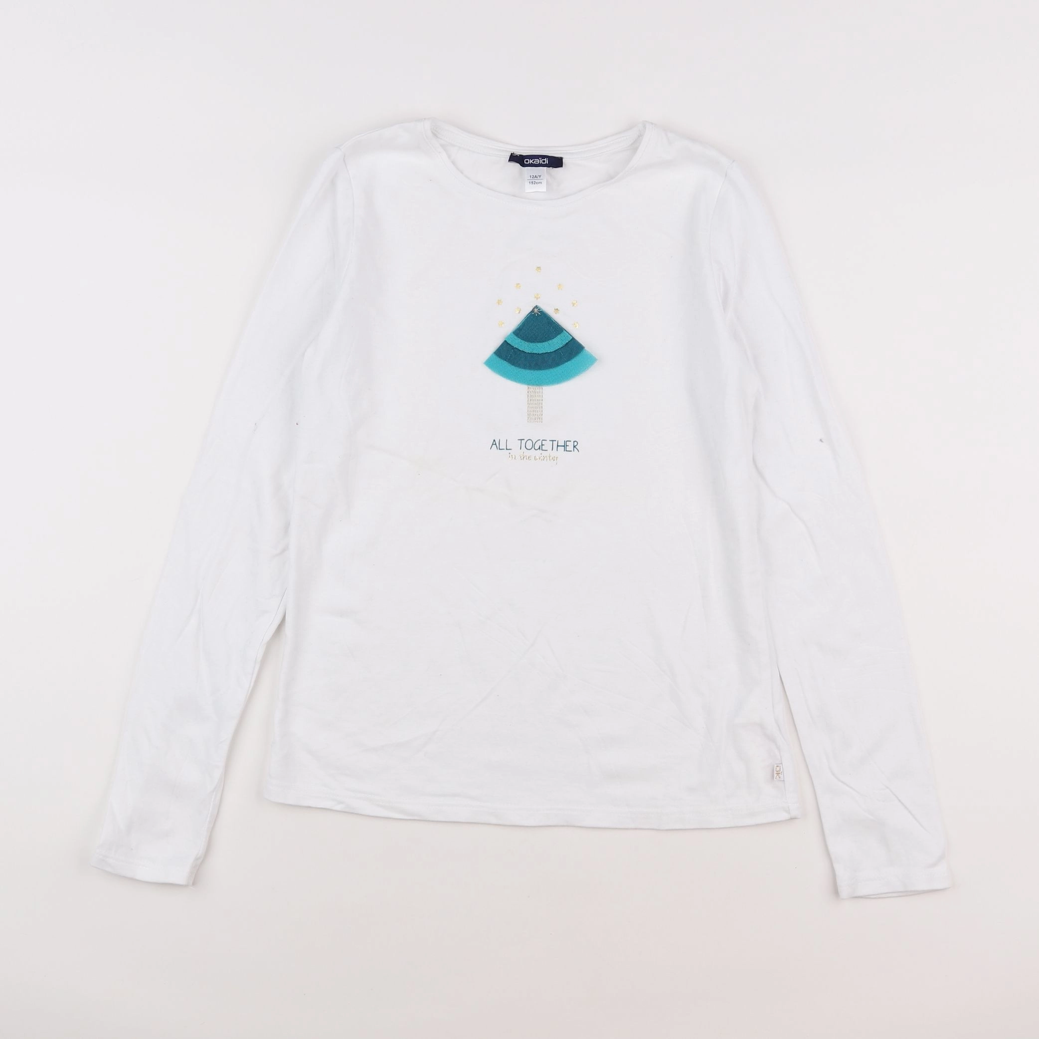Okaidi - tee-shirt blanc, bleu - 12 ans