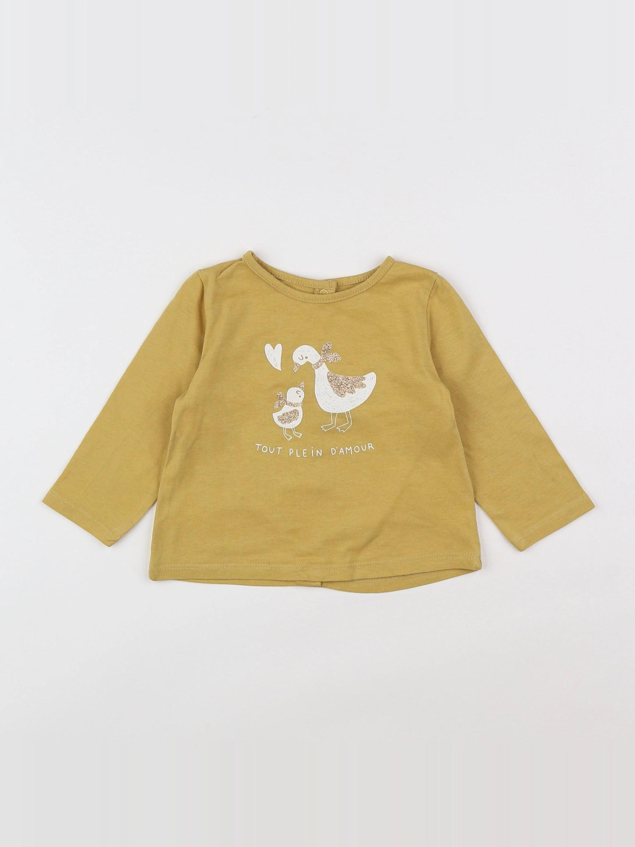 Vertbaudet - tee-shirt jaune - 6 mois