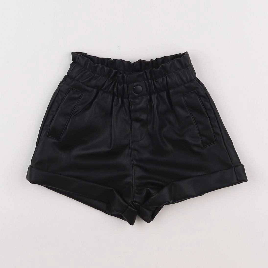 Zara - short noir - simili cuir 12/18 mois