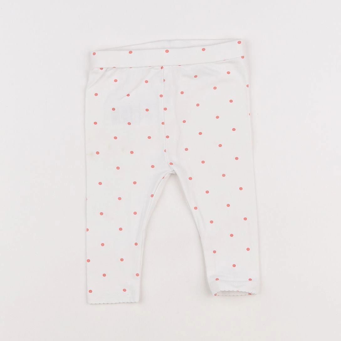 Vertbaudet - legging blanc, rose - 6 mois