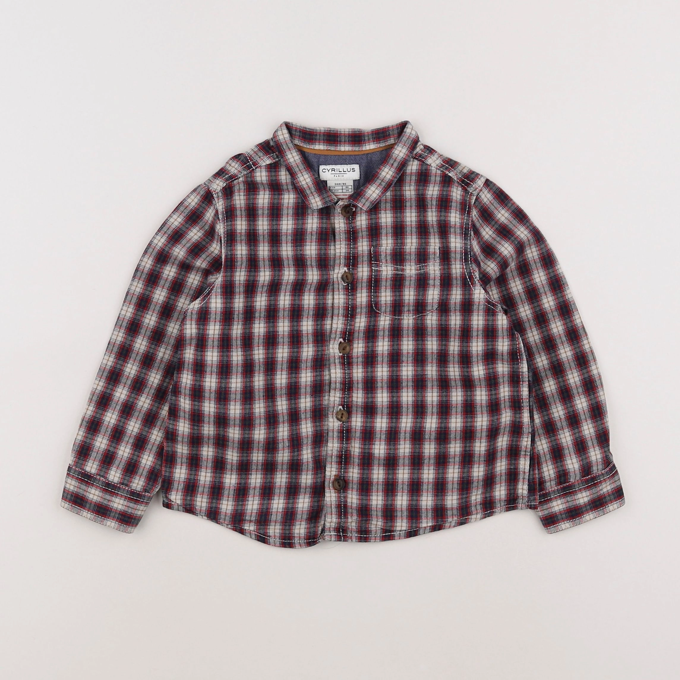 Cyrillus - chemise rouge, bleu - 2 ans