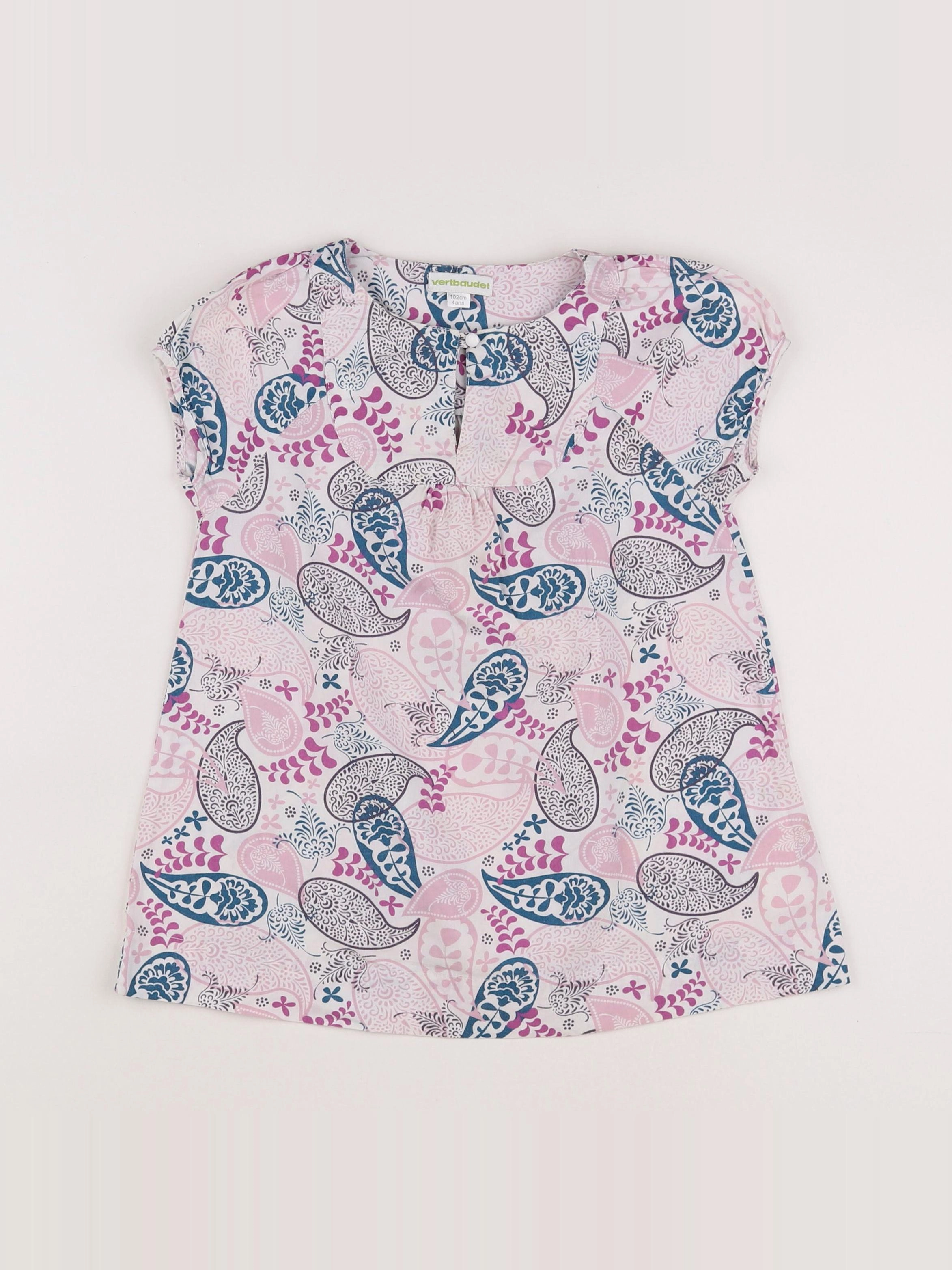 Vertbaudet - robe rose, bleu - 4 ans