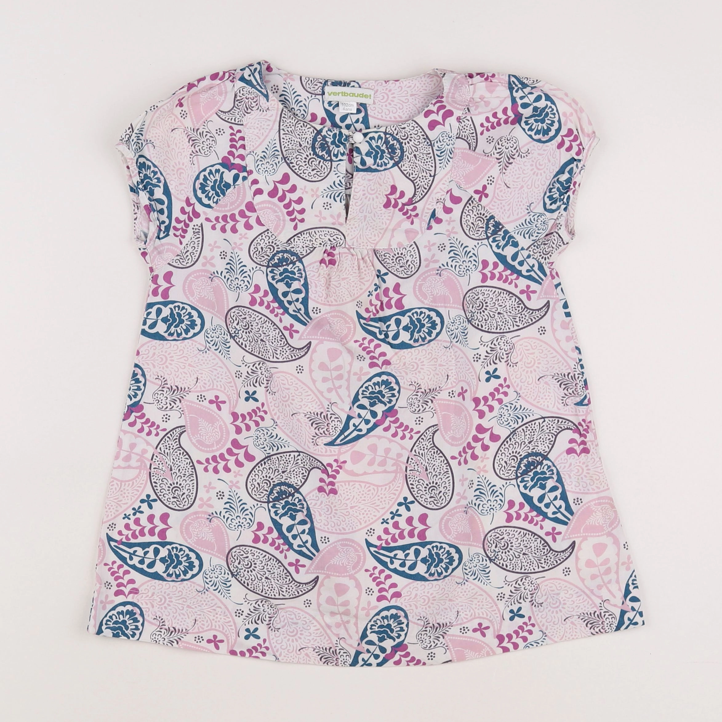 Vertbaudet - robe rose, bleu - 4 ans