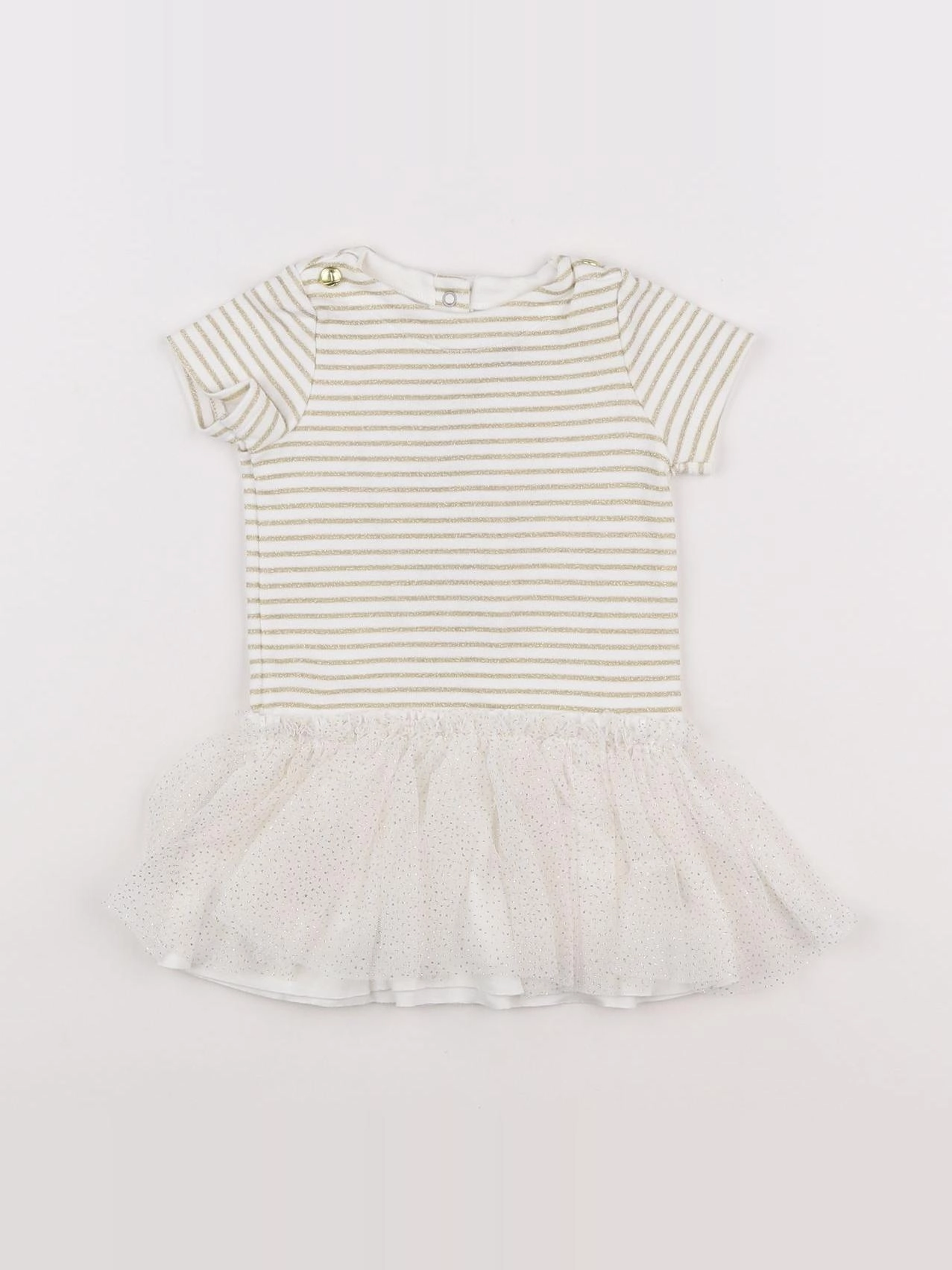 Petit Bateau - robe blanc, or - 3 mois