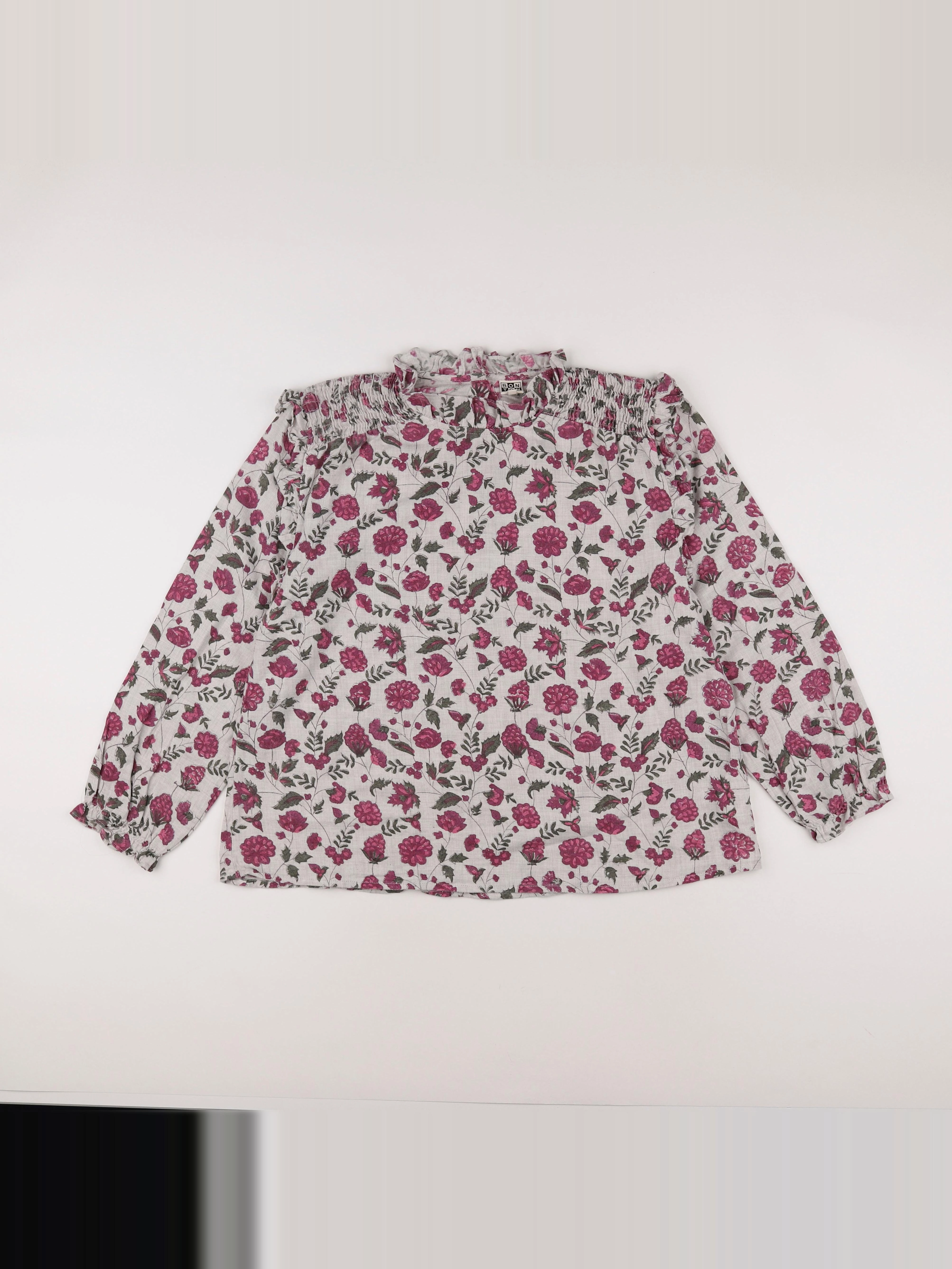 Bonton - blouse gris, rose - 12 ans