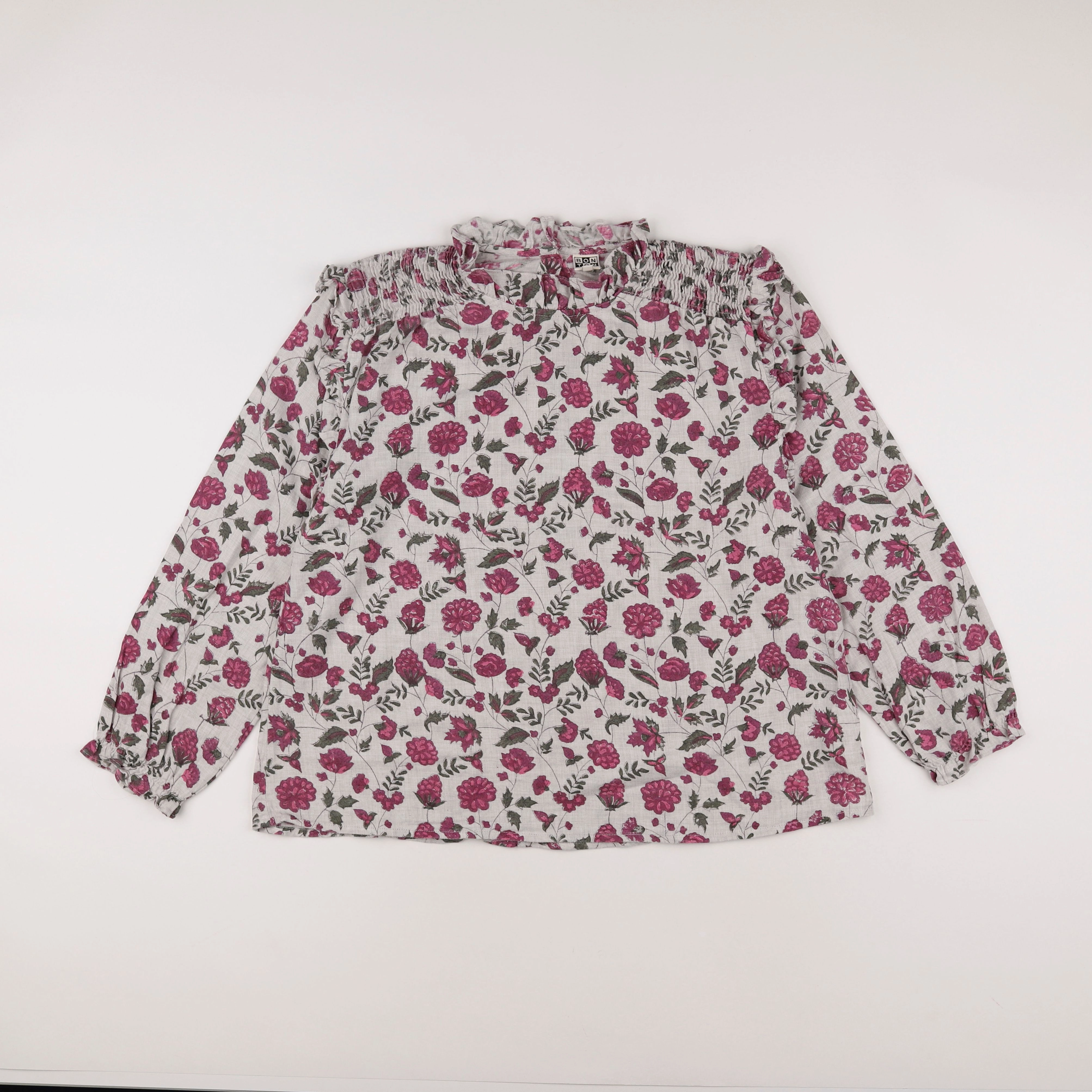Bonton - blouse gris, rose - 12 ans