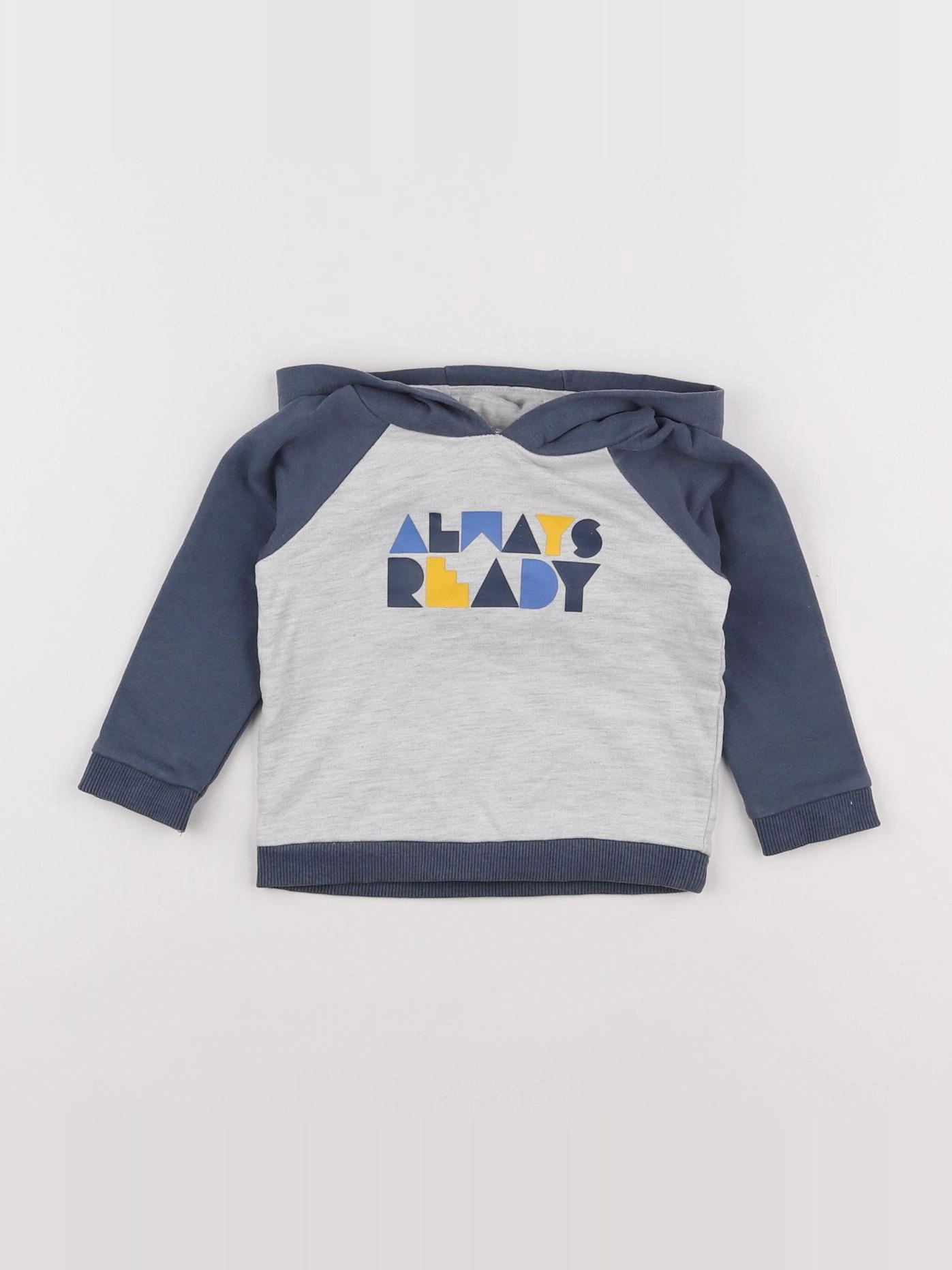 Vertbaudet - sweat bleu, gris - 9 mois