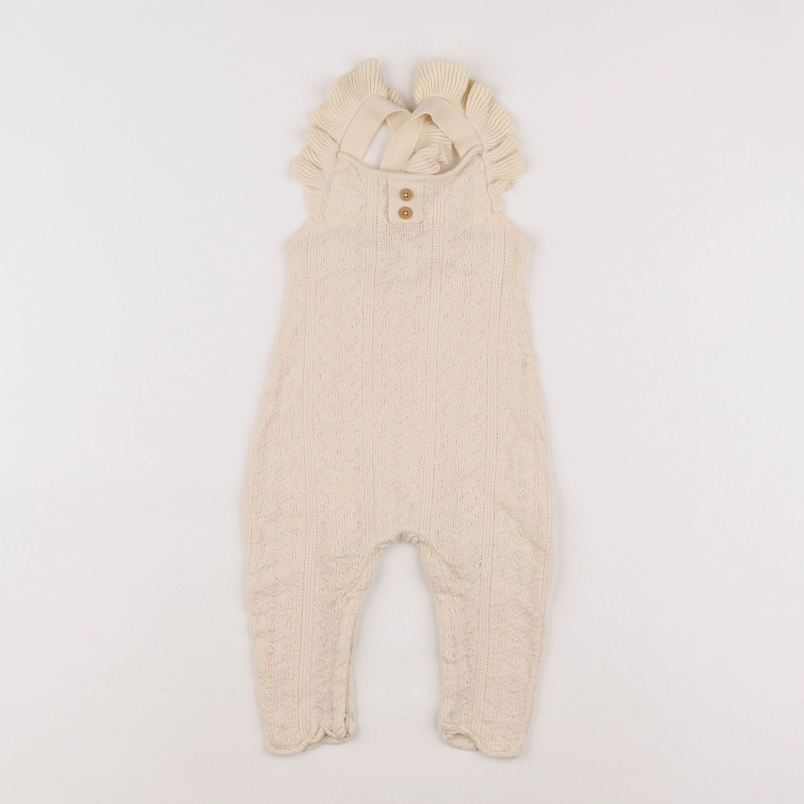 Vertbaudet - salopette beige - 6 mois