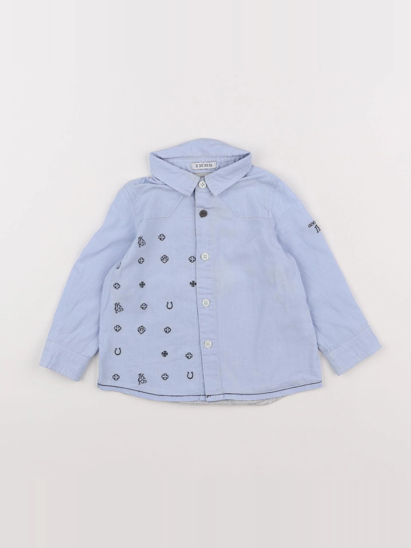 IKKS - chemise bleu, gris - 12 mois