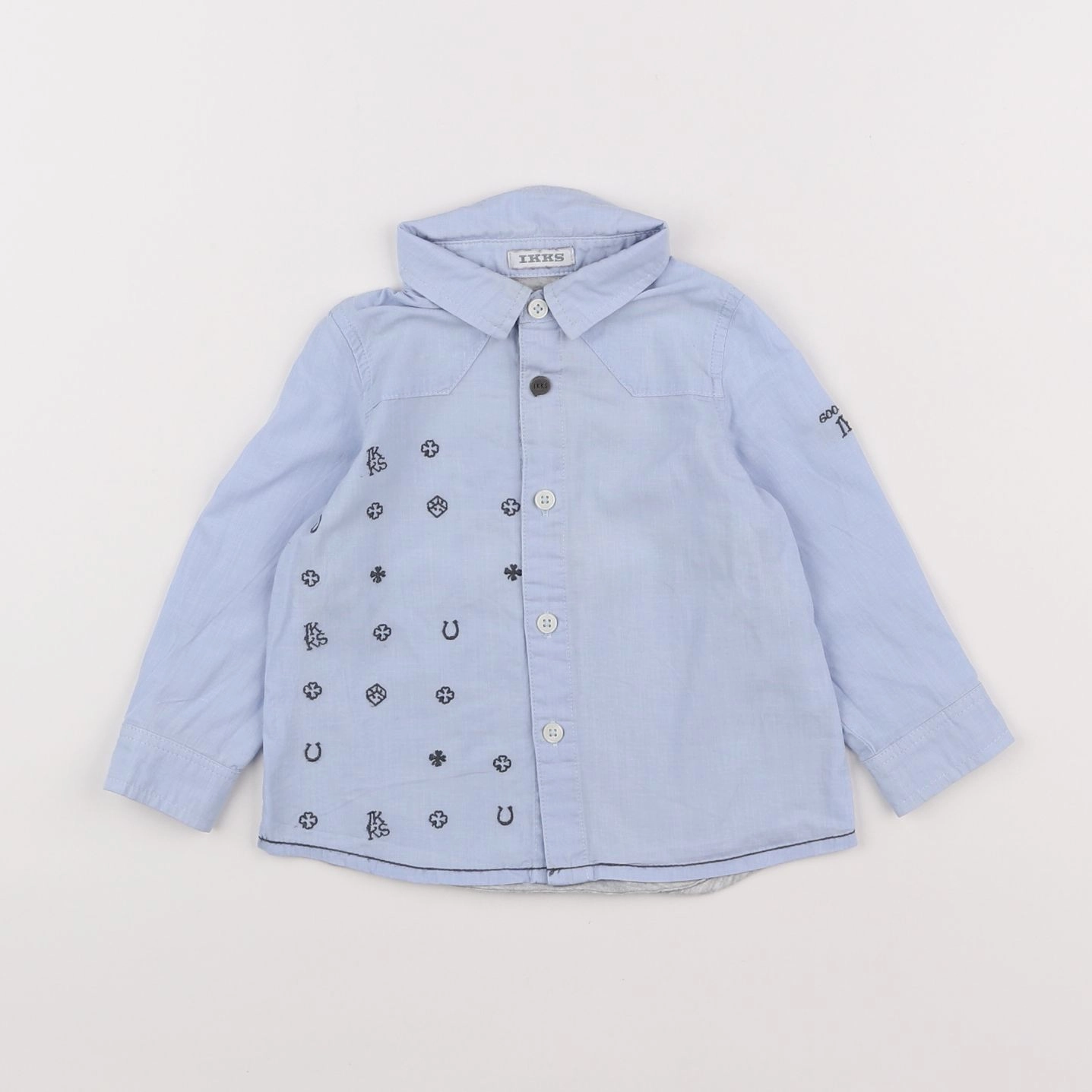 IKKS - chemise bleu, gris - 12 mois