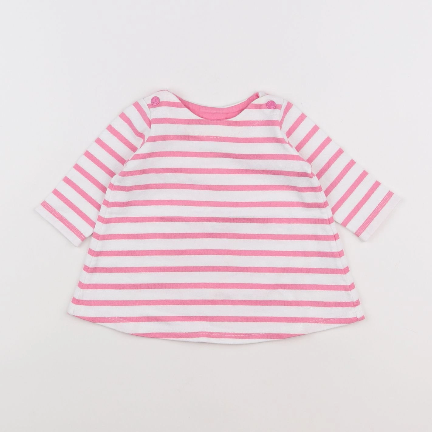 Petit Bateau - robe blanc, rose - 3 mois