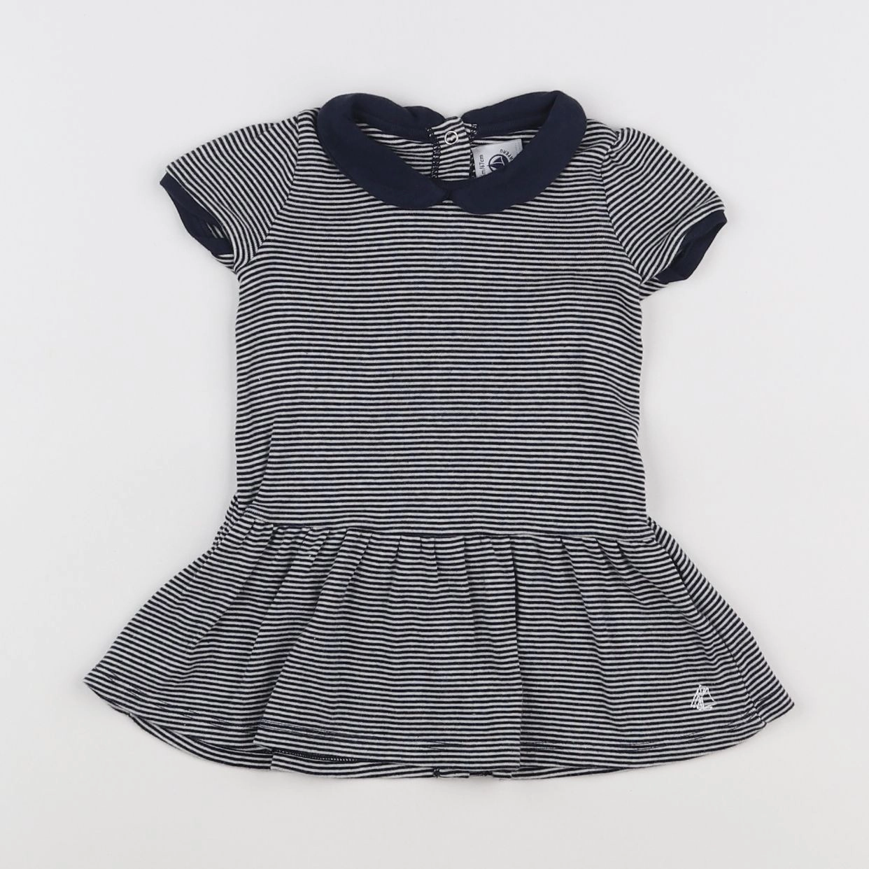 Petit Bateau - robe bleu, blanc - 6 mois