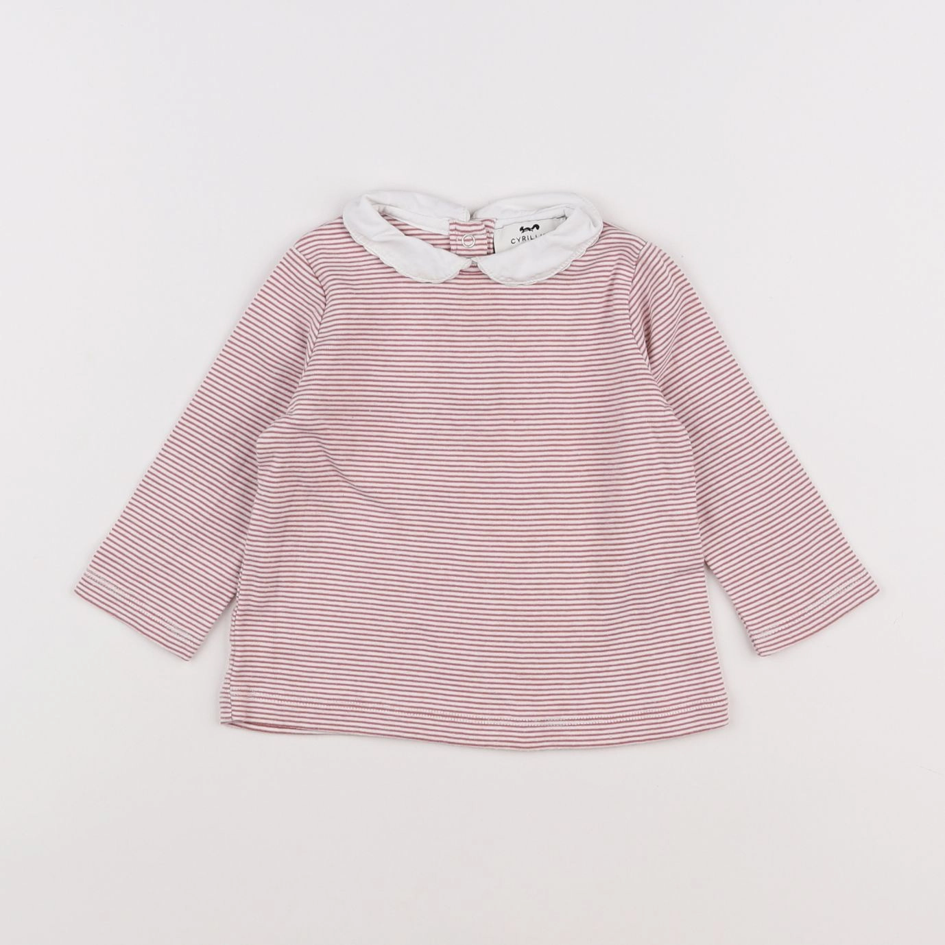 Cyrillus - tee-shirt blanc, rose - 12 mois