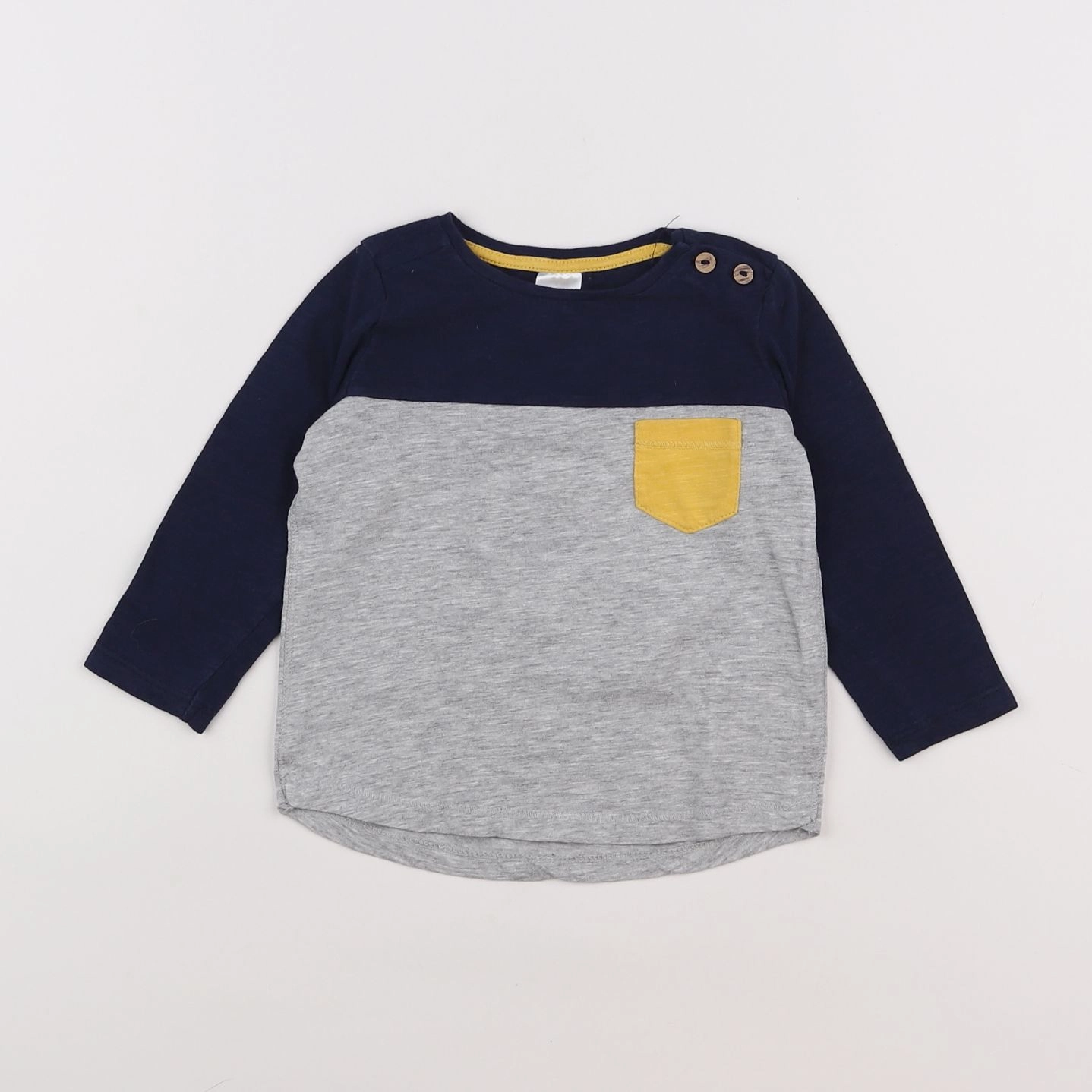 H&M - tee-shirt gris, bleu - 6/9 mois
