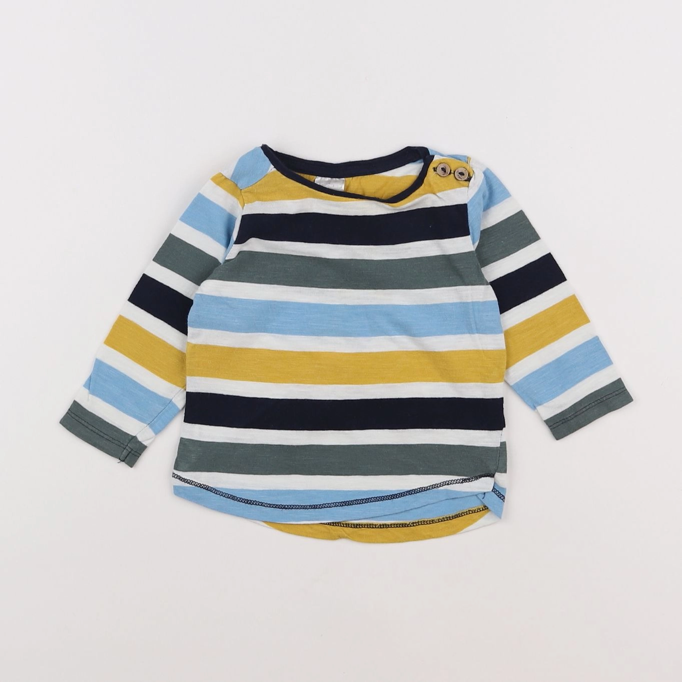H&M - tee-shirt jaune, bleu - 4/6 mois