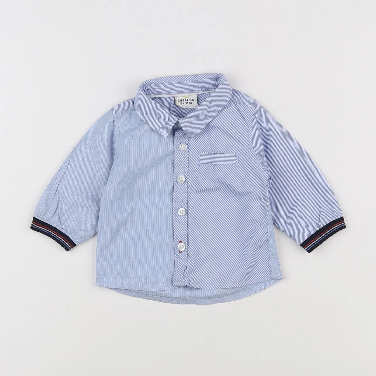 Tape à l'oeil - chemise bleu, blanc - 3 mois