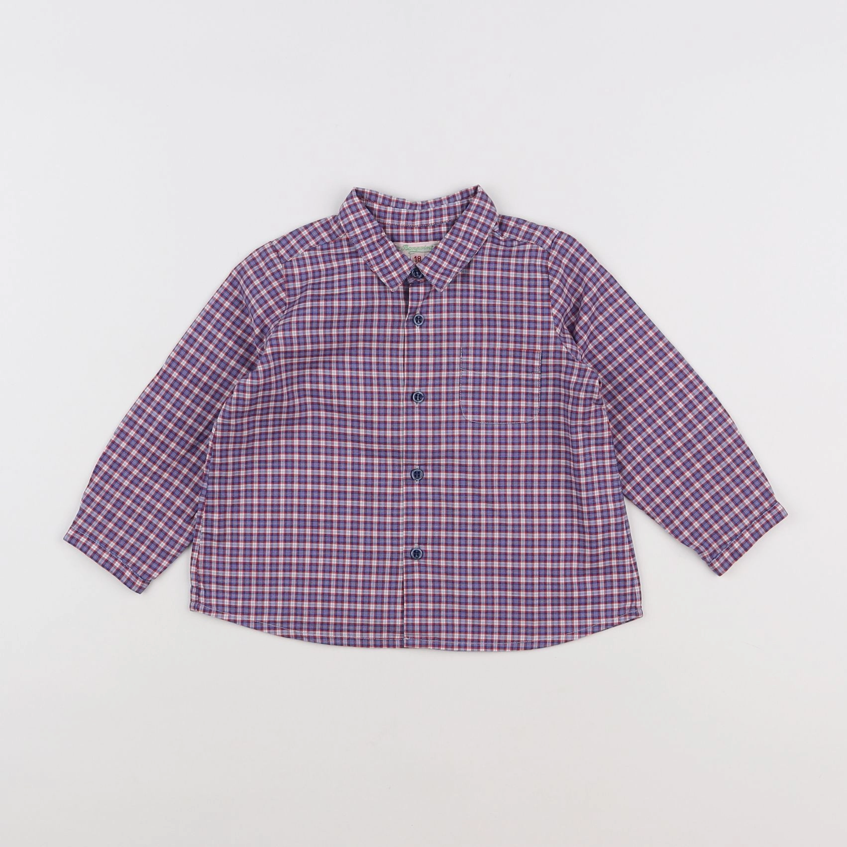 Bonpoint - chemise violet, blanc - 18 mois