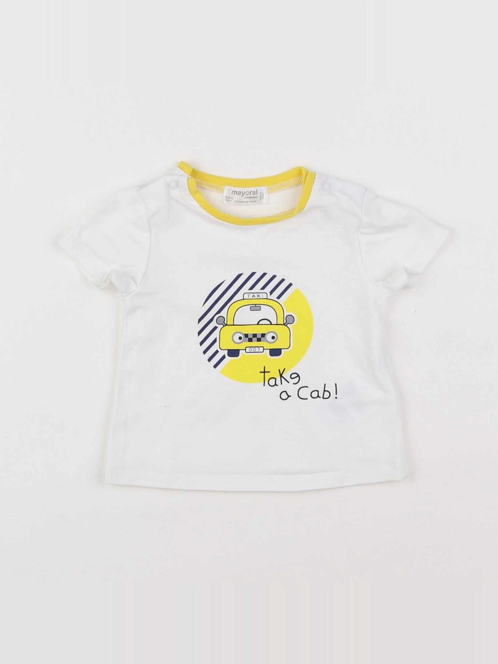 Mayoral - tee-shirt blanc, jaune - 1/3 mois