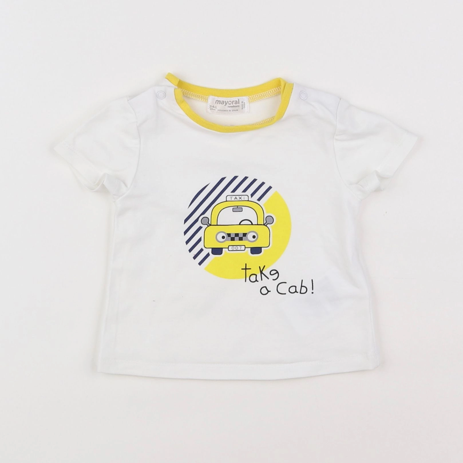 Mayoral - tee-shirt blanc, jaune - 1/3 mois