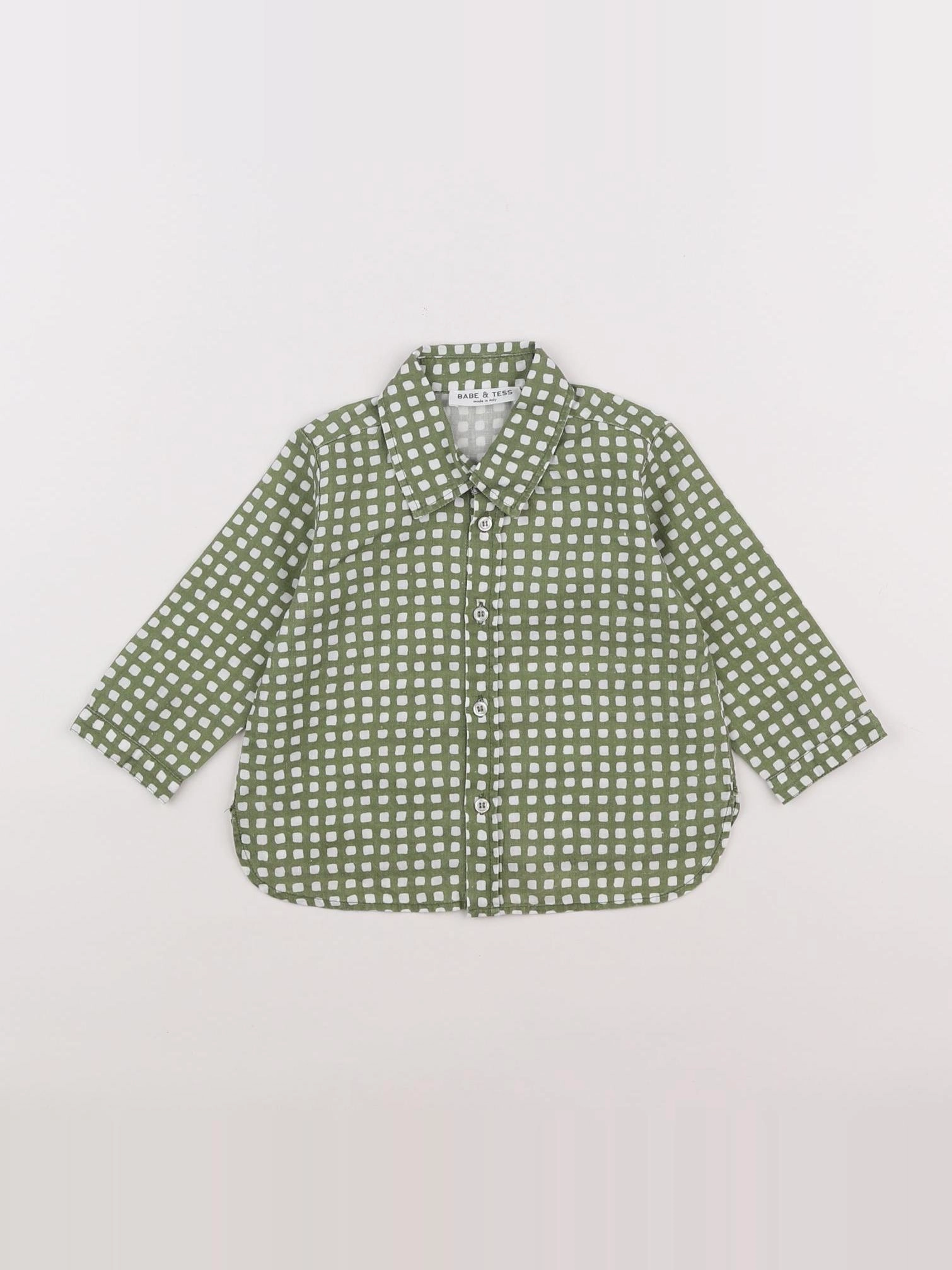 Babe & Tess - chemise blanc, vert - 9 mois