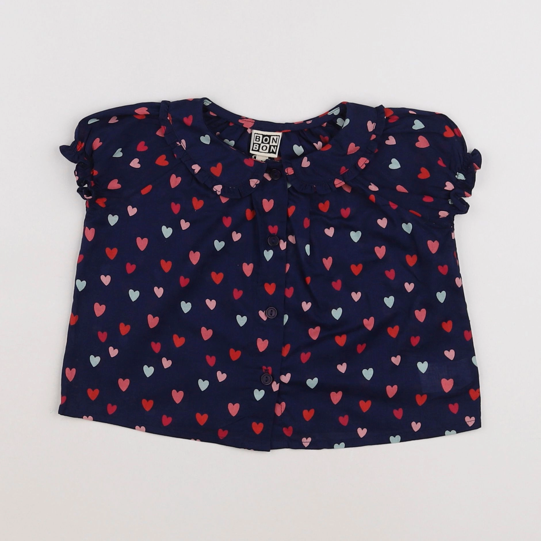 Bonton - blouse bleu, rose - 6 mois