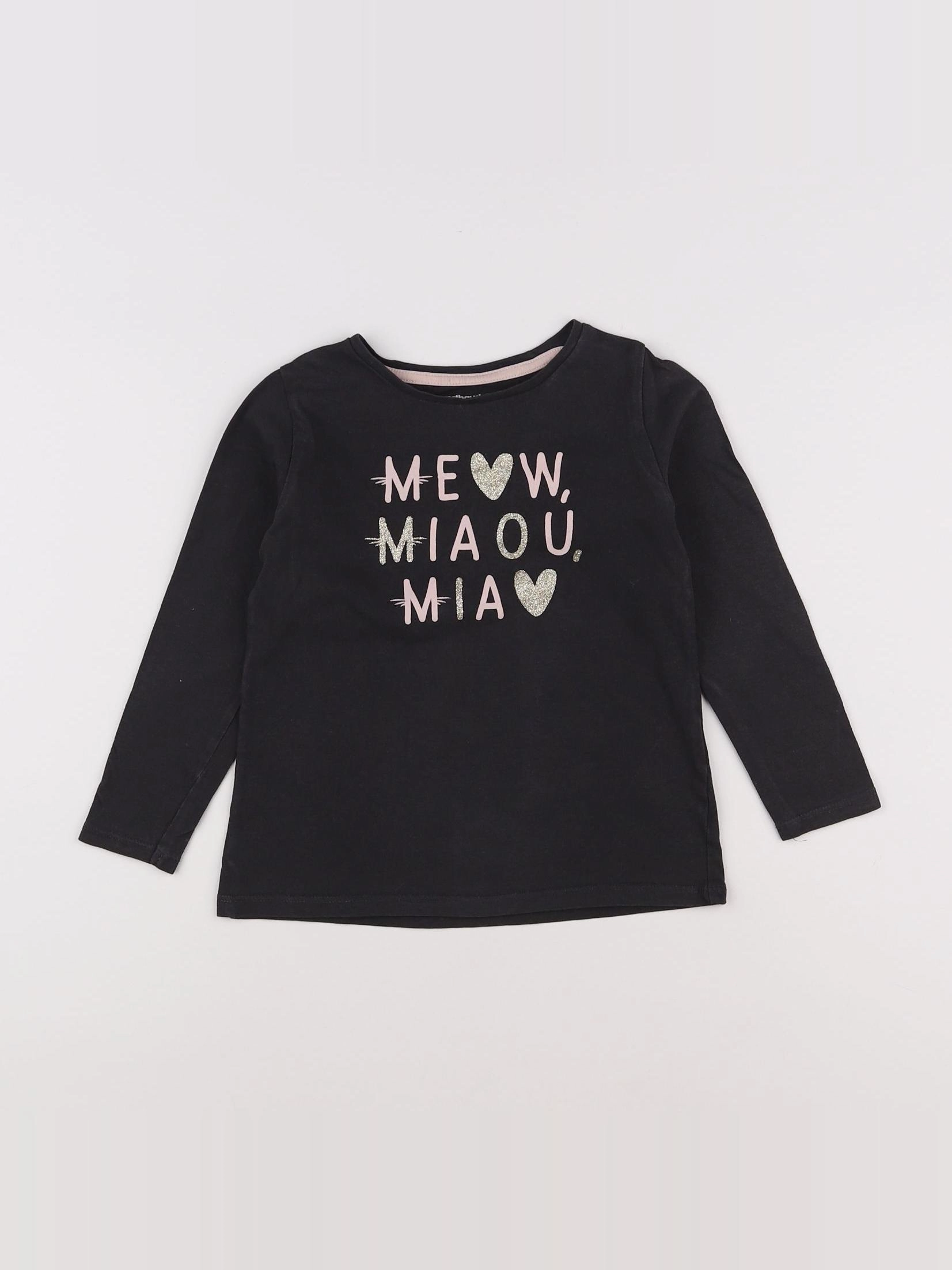 Vertbaudet - tee-shirt gris, rose - 5 ans