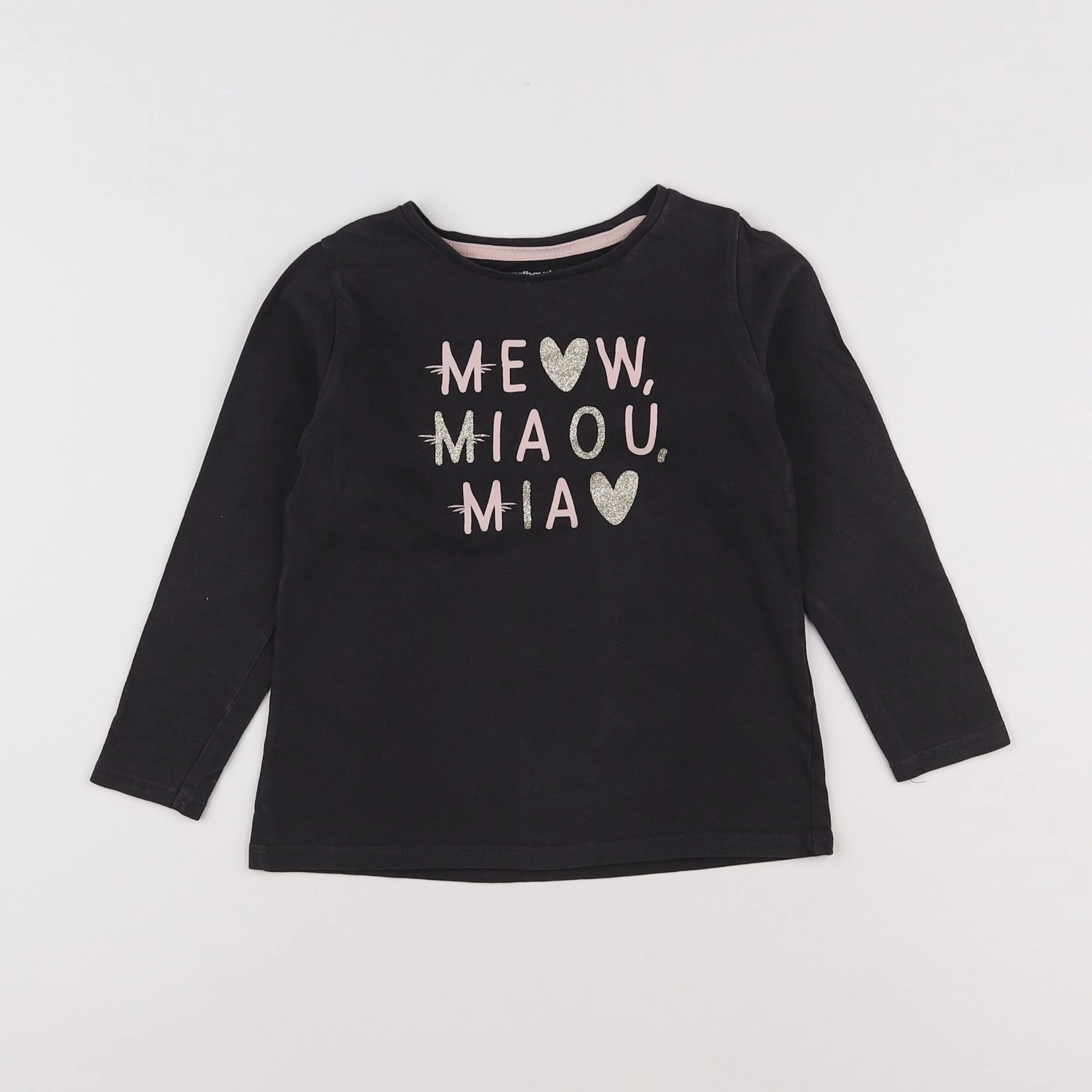 Vertbaudet - tee-shirt gris, rose - 5 ans