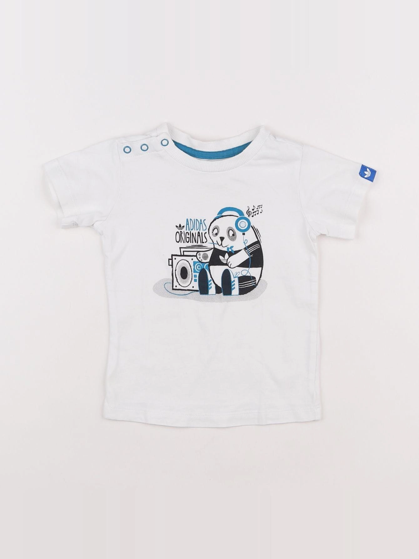 Adidas - tee-shirt blanc, bleu - 9/12 mois