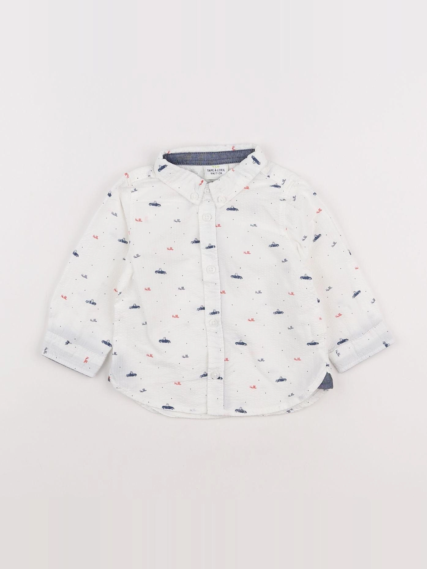 Tape à l'oeil - chemise blanc, bleu - 9 mois